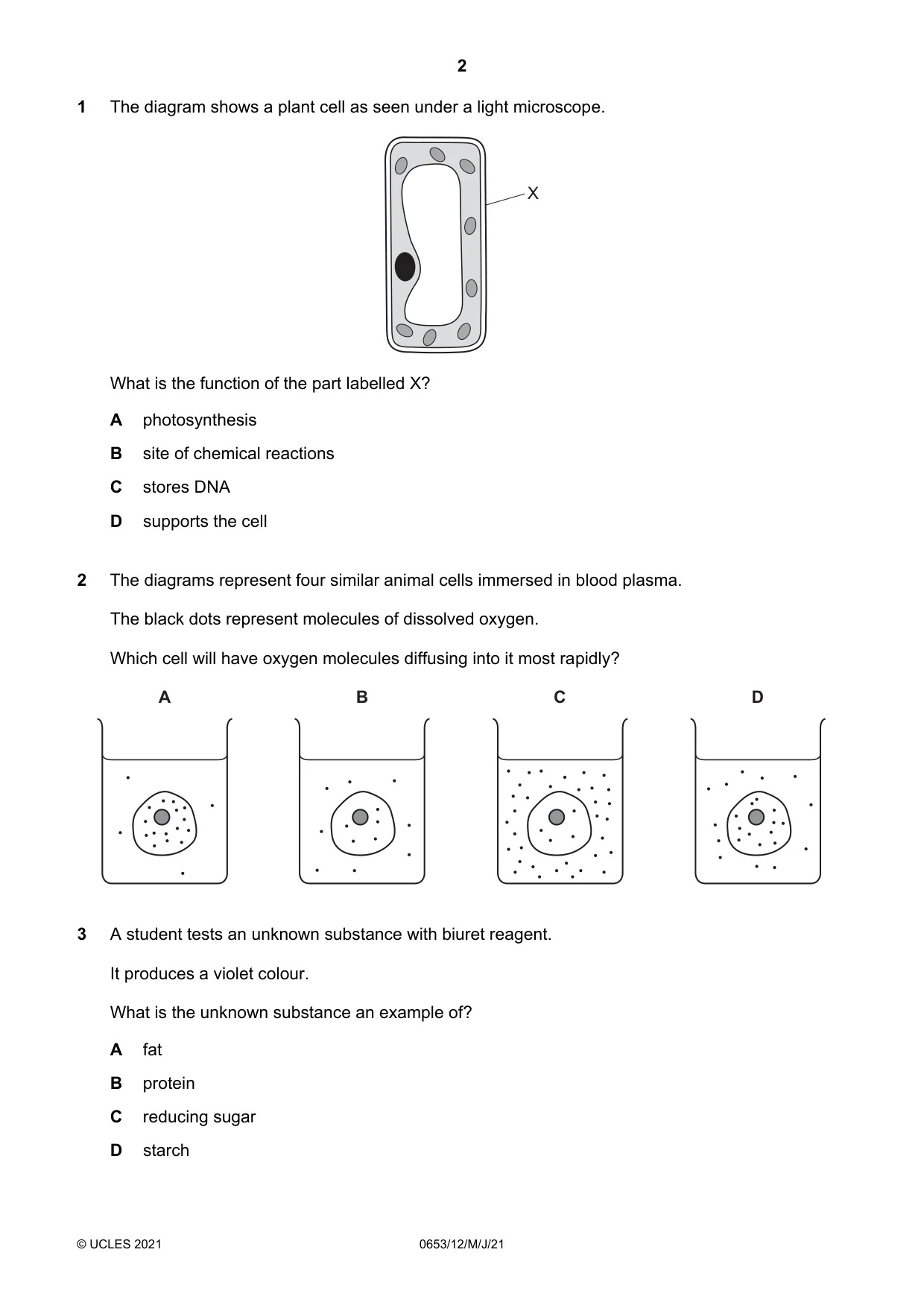 Cambridge IGCSE Science - Combined 0653 2021 May/June Paper 1 · Variant 2 question paper, page 2 of 16