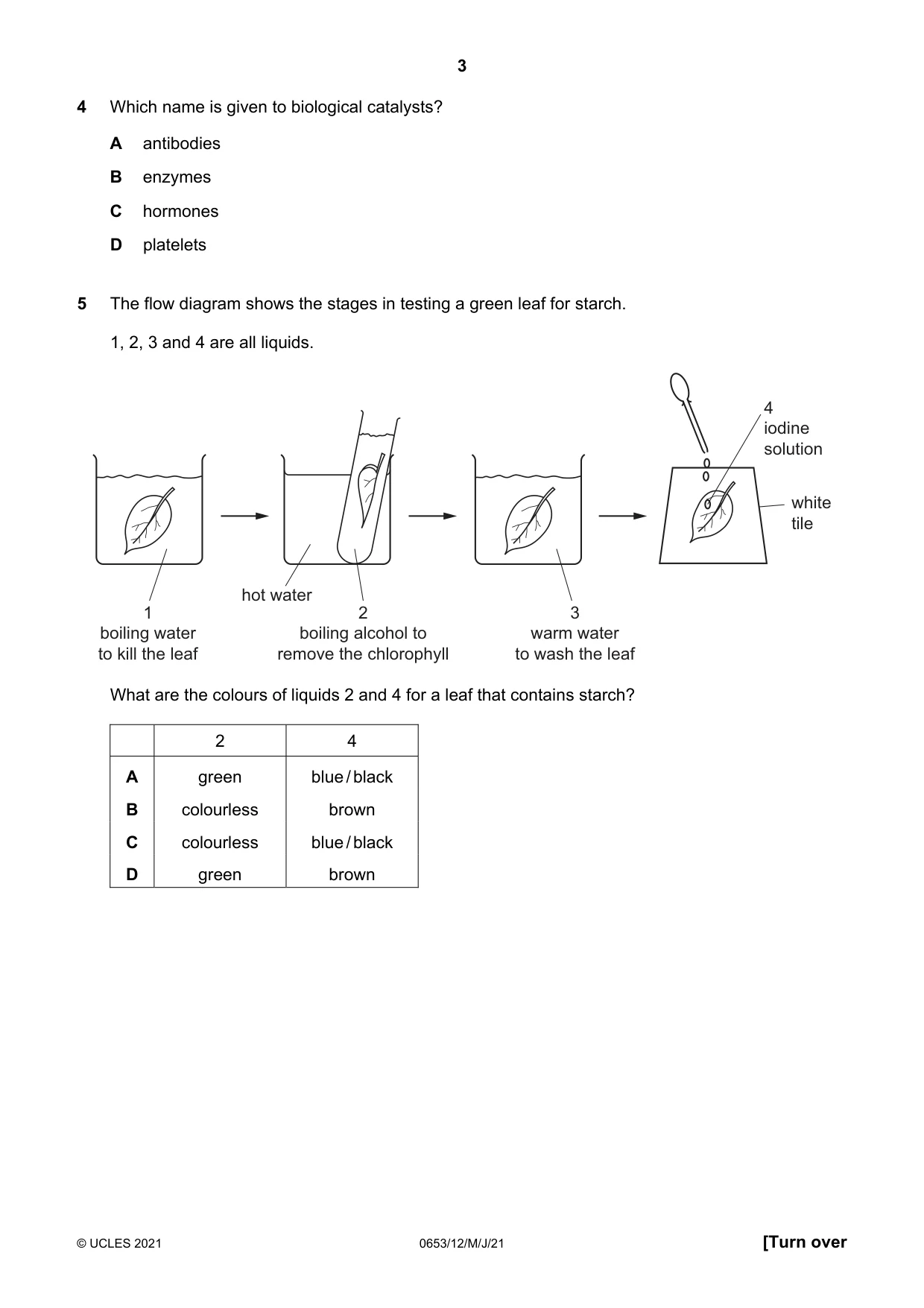 Cambridge IGCSE Science - Combined 0653 2021 May/June Paper 1 · Variant 2 question paper, page 3 of 16