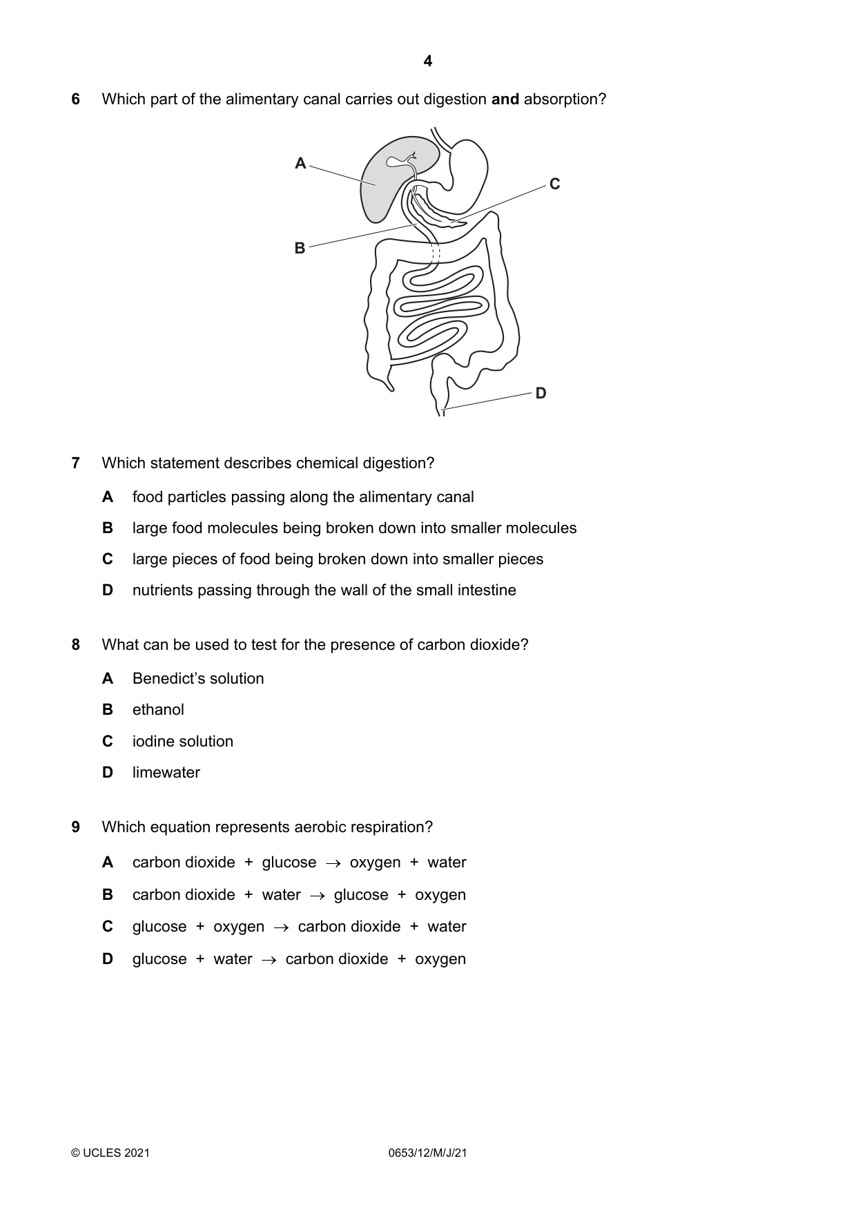 Cambridge IGCSE Science - Combined 0653 2021 May/June Paper 1 · Variant 2 question paper, page 4 of 16