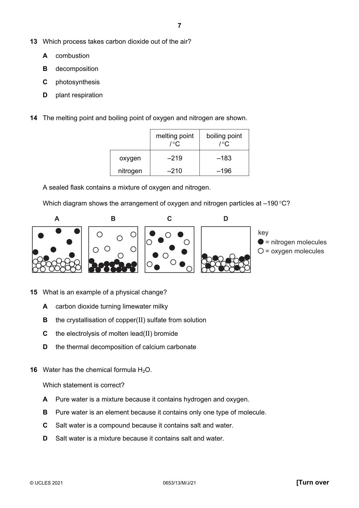 Cambridge IGCSE Science - Combined 0653 2021 May/June Paper 1 · Variant 3 question paper, page 7 of 20