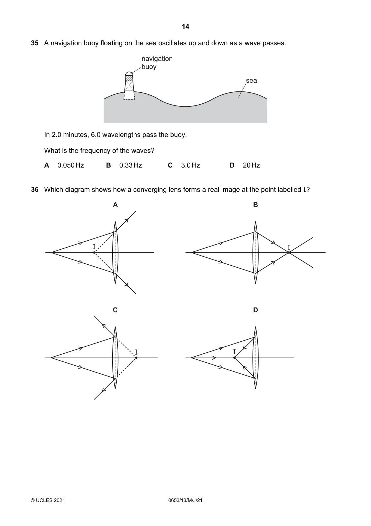 Cambridge IGCSE Science - Combined 0653 2021 May/June Paper 1 · Variant 3 question paper, page 14 of 20