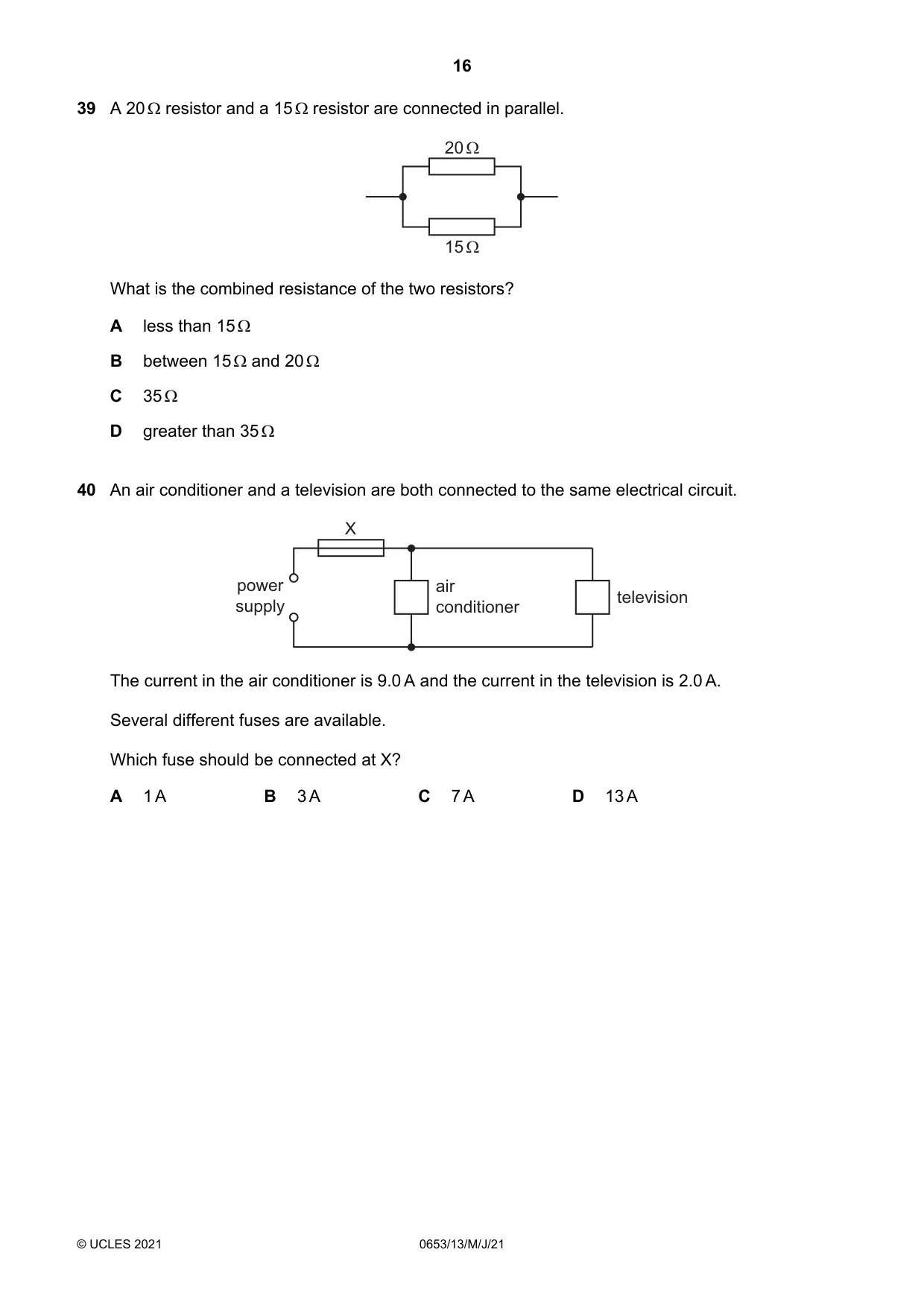 Cambridge IGCSE Science - Combined 0653 2021 May/June Paper 1 · Variant 3 question paper, page 16 of 20