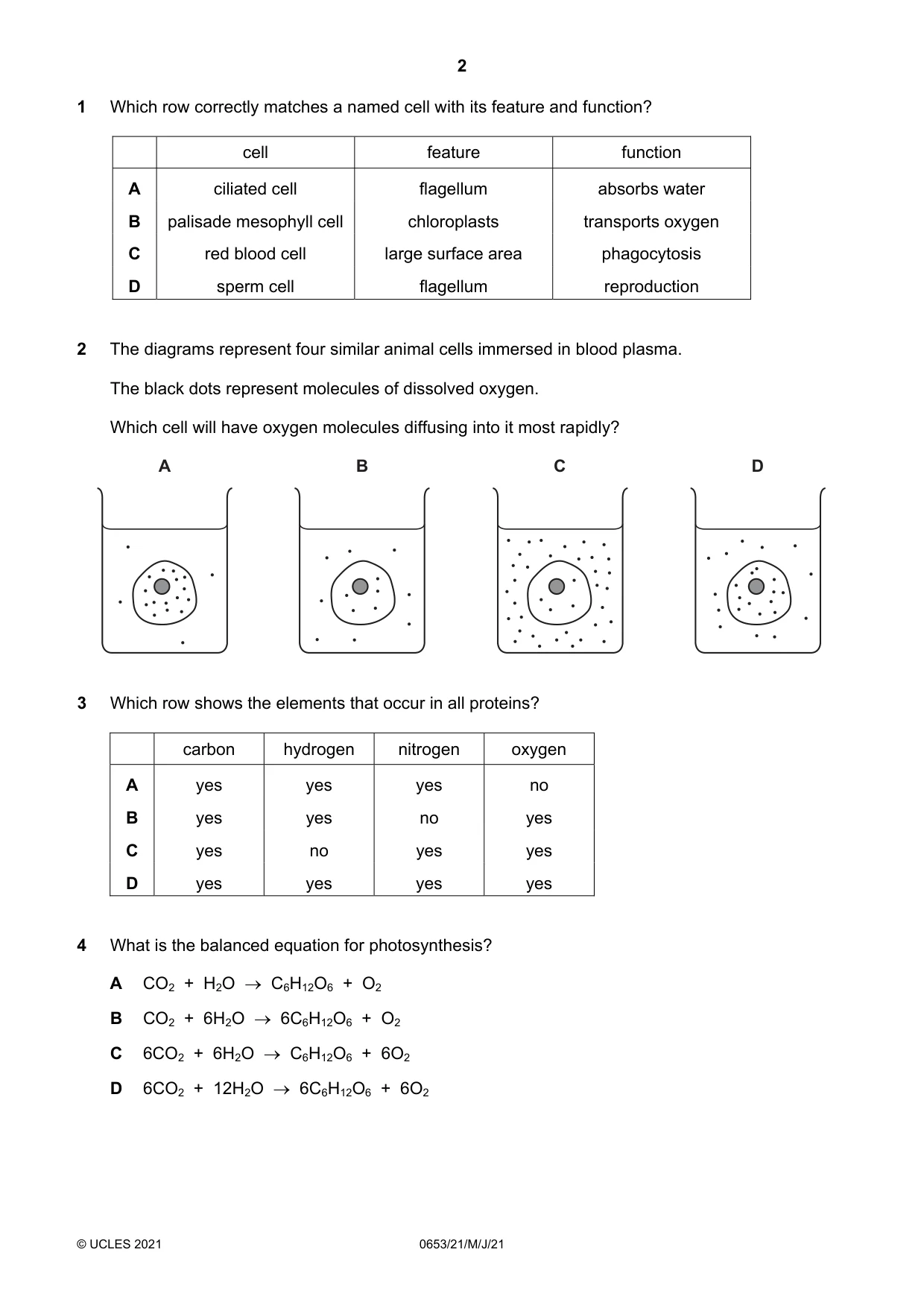 Cambridge IGCSE Science - Combined 0653 2021 May/June Paper 2 · Variant 1 question paper, page 2 of 16