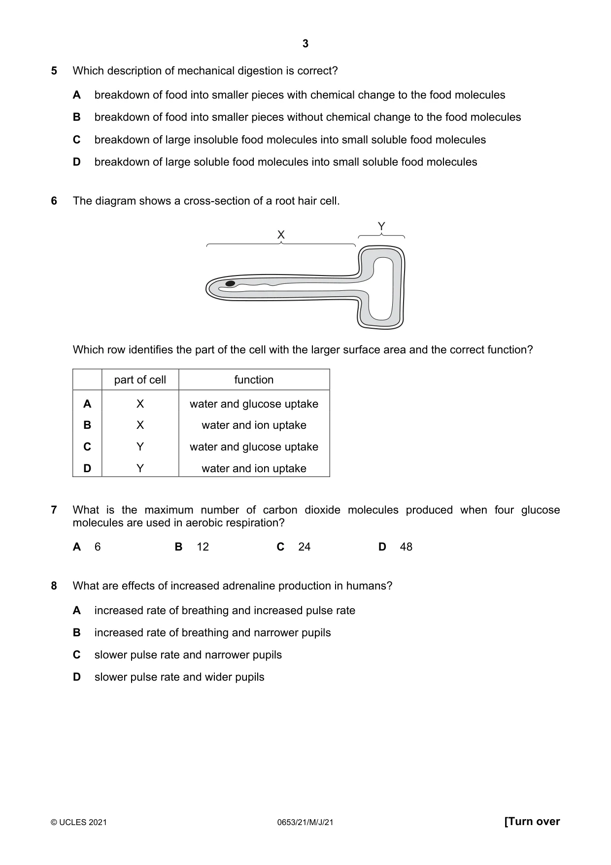 Cambridge IGCSE Science - Combined 0653 2021 May/June Paper 2 · Variant 1 question paper, page 3 of 16