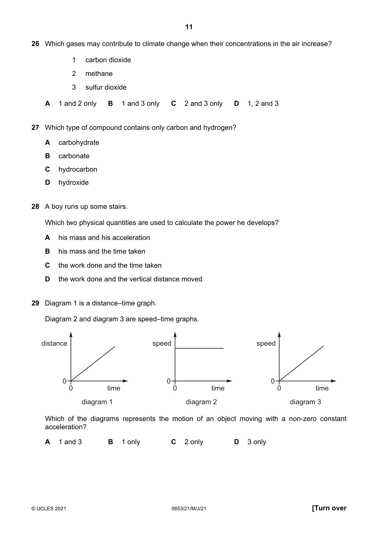Cambridge IGCSE Science - Combined 0653 2021 May/June Paper 2 · Variant 1 question paper, page 11 of 16