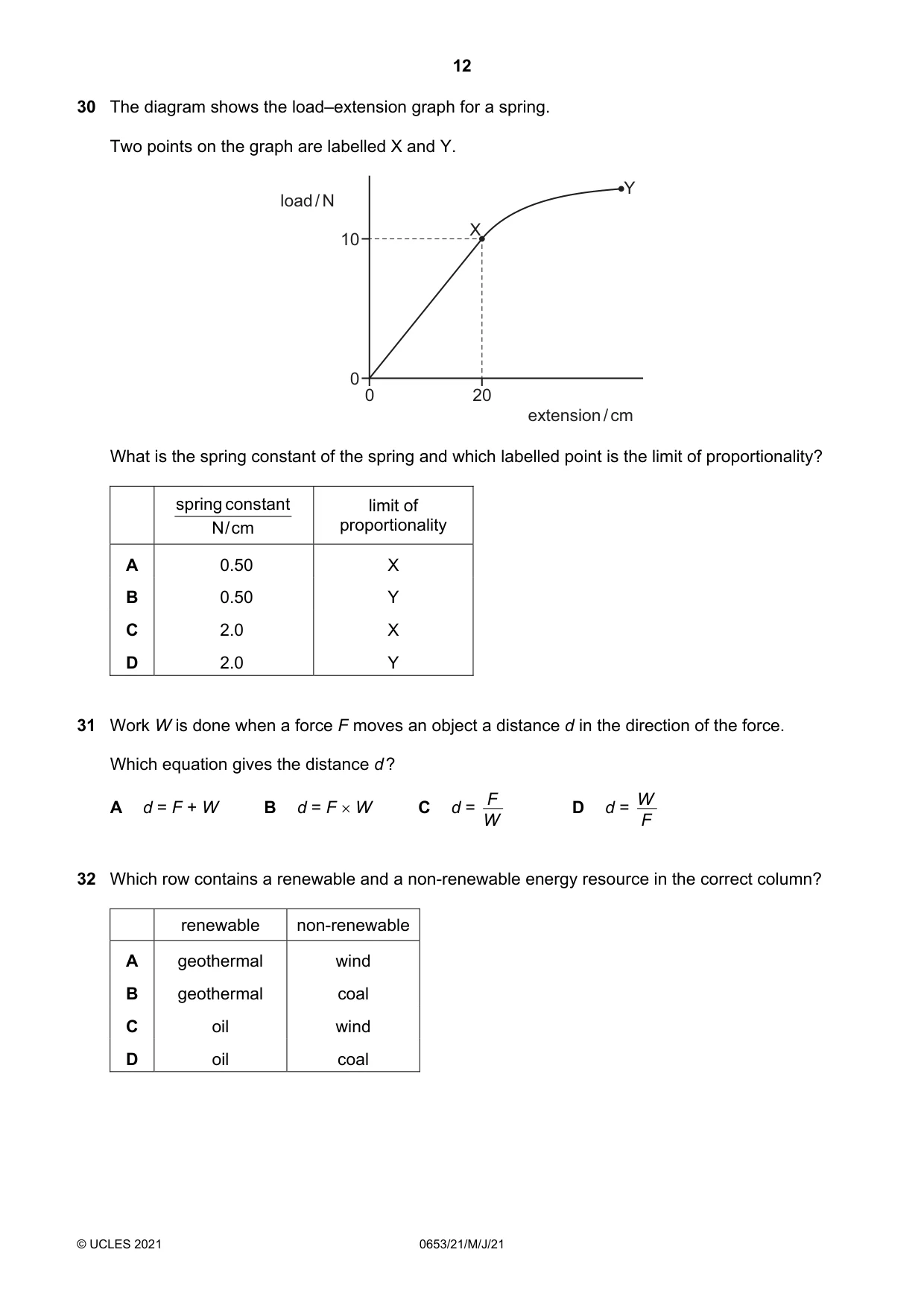 Cambridge IGCSE Science - Combined 0653 2021 May/June Paper 2 · Variant 1 question paper, page 12 of 16