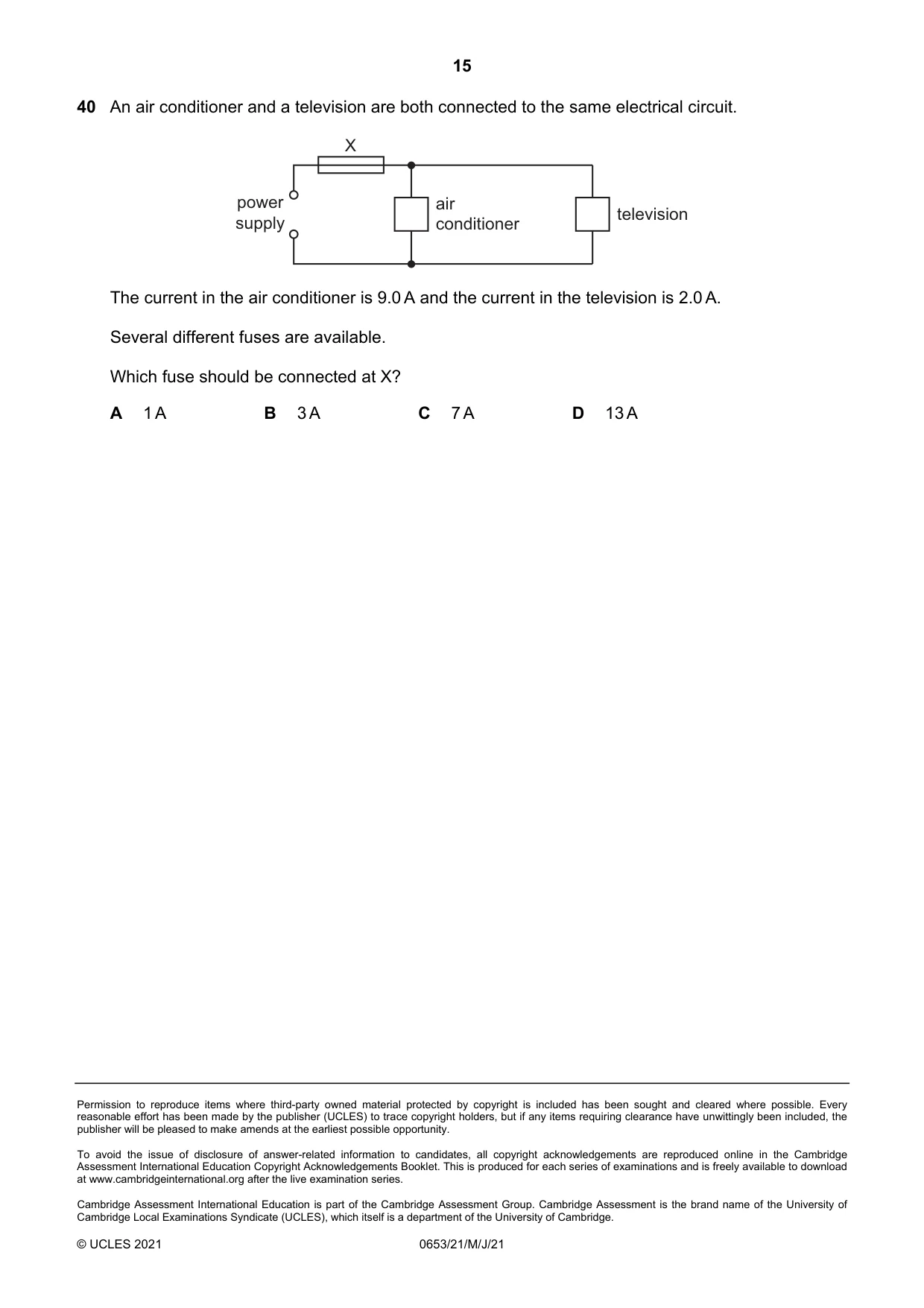 Cambridge IGCSE Science - Combined 0653 2021 May/June Paper 2 · Variant 1 question paper, page 15 of 16