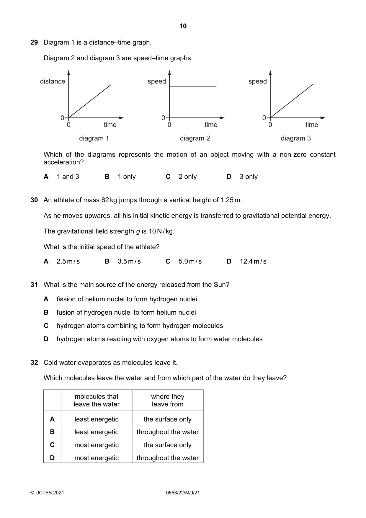 Cambridge IGCSE Science - Combined 0653 2021 May/June Paper 2 · Variant 2 question paper, page 10 of 16