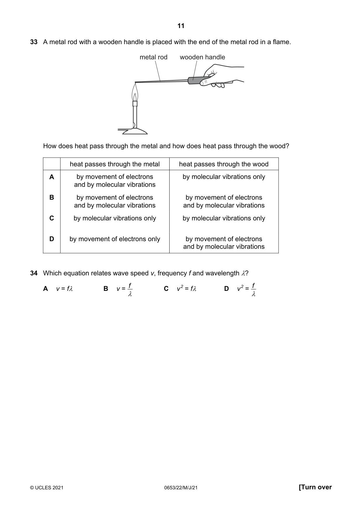 Cambridge IGCSE Science - Combined 0653 2021 May/June Paper 2 · Variant 2 question paper, page 11 of 16