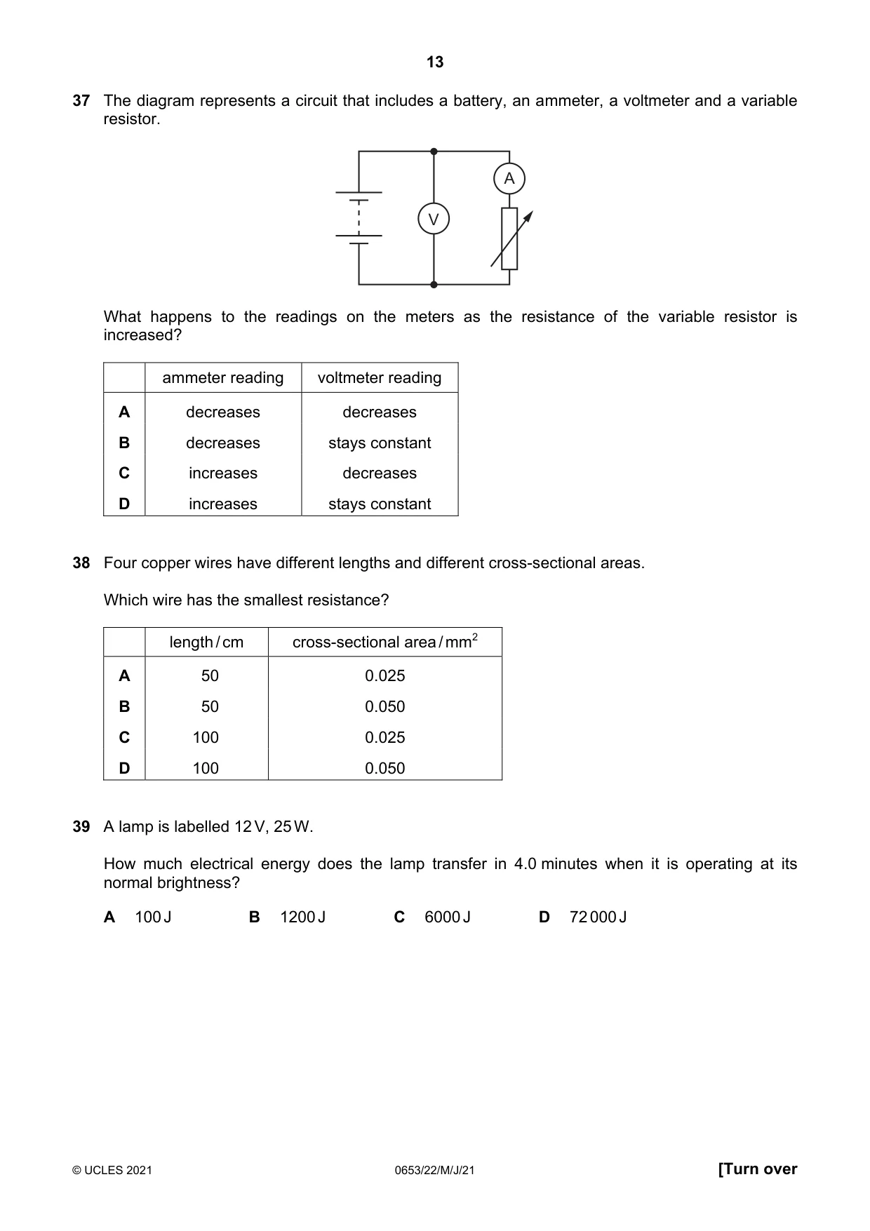 Cambridge IGCSE Science - Combined 0653 2021 May/June Paper 2 · Variant 2 question paper, page 13 of 16