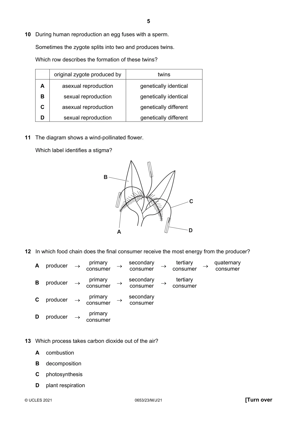 Cambridge IGCSE Science - Combined 0653 2021 May/June Paper 2 · Variant 3 question paper, page 5 of 16