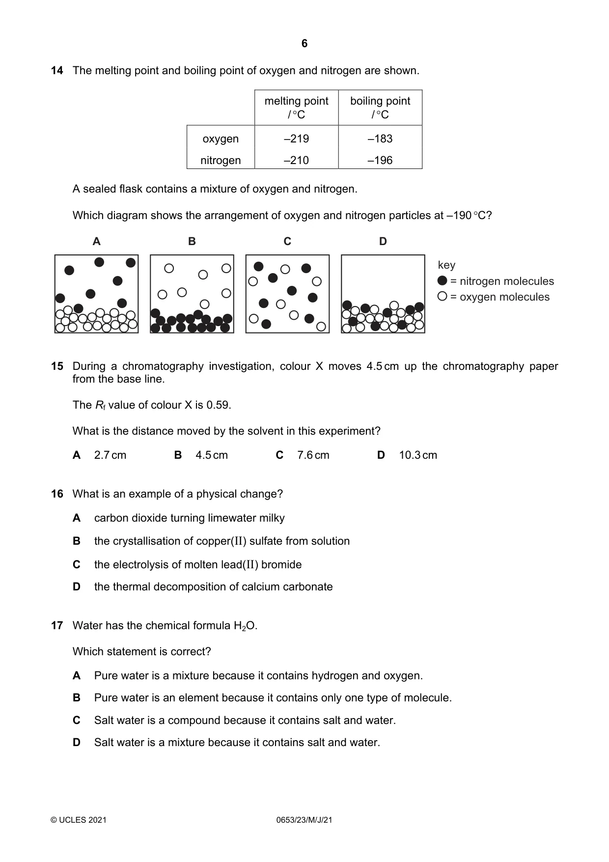 Cambridge IGCSE Science - Combined 0653 2021 May/June Paper 2 · Variant 3 question paper, page 6 of 16