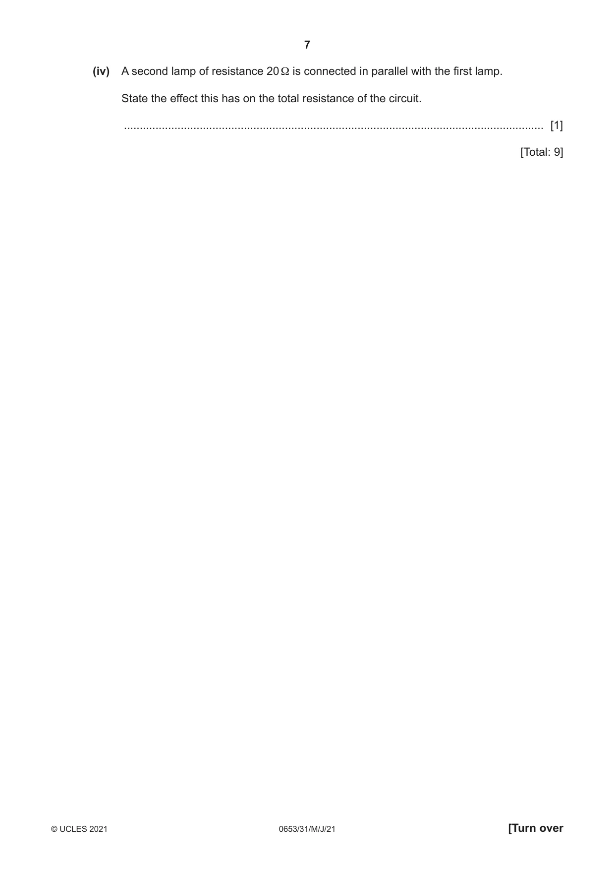 Cambridge IGCSE Science - Combined 0653 2021 May/June Paper 3 · Variant 1 question paper, page 7 of 20
