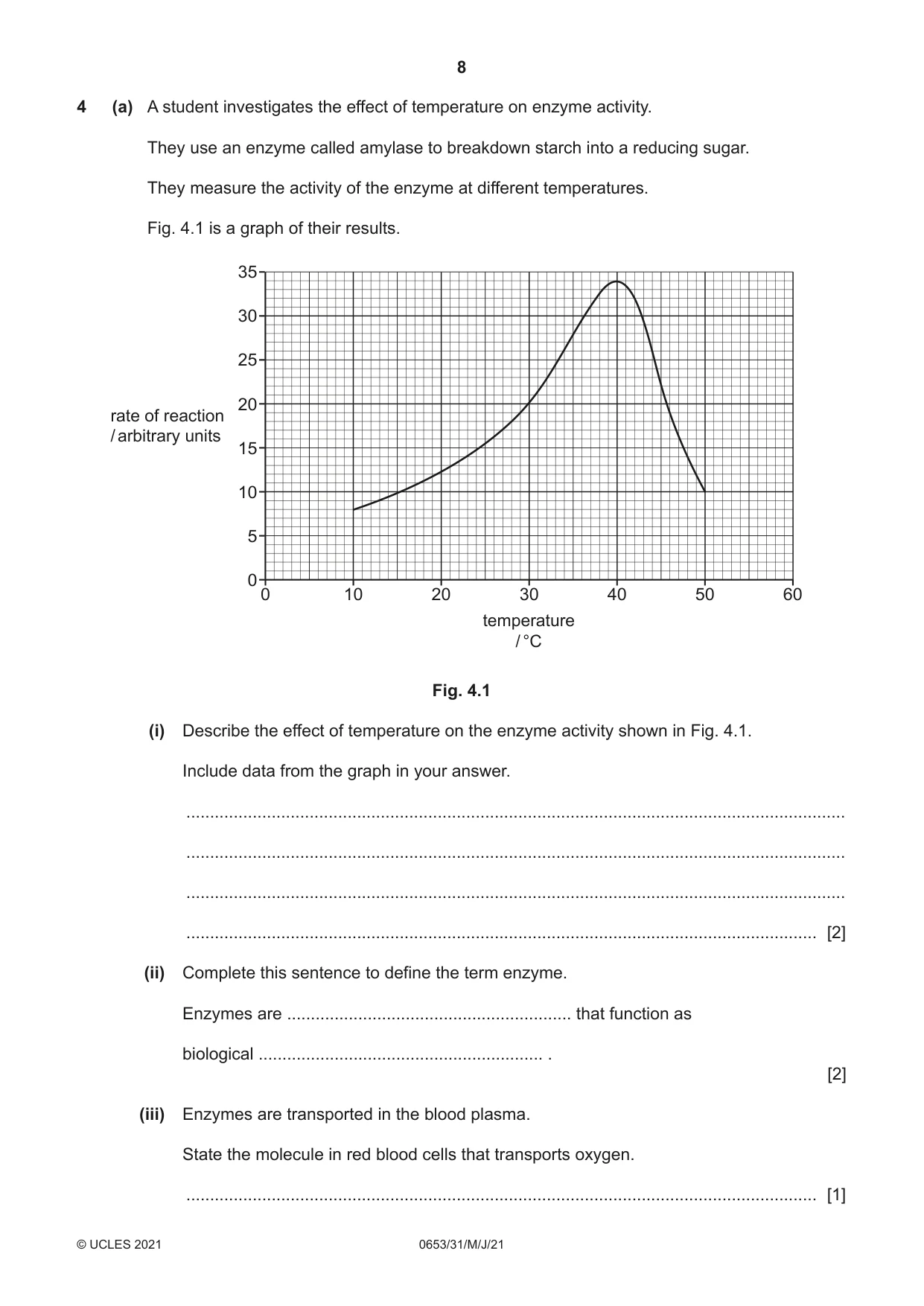 Cambridge IGCSE Science - Combined 0653 2021 May/June Paper 3 · Variant 1 question paper, page 8 of 20