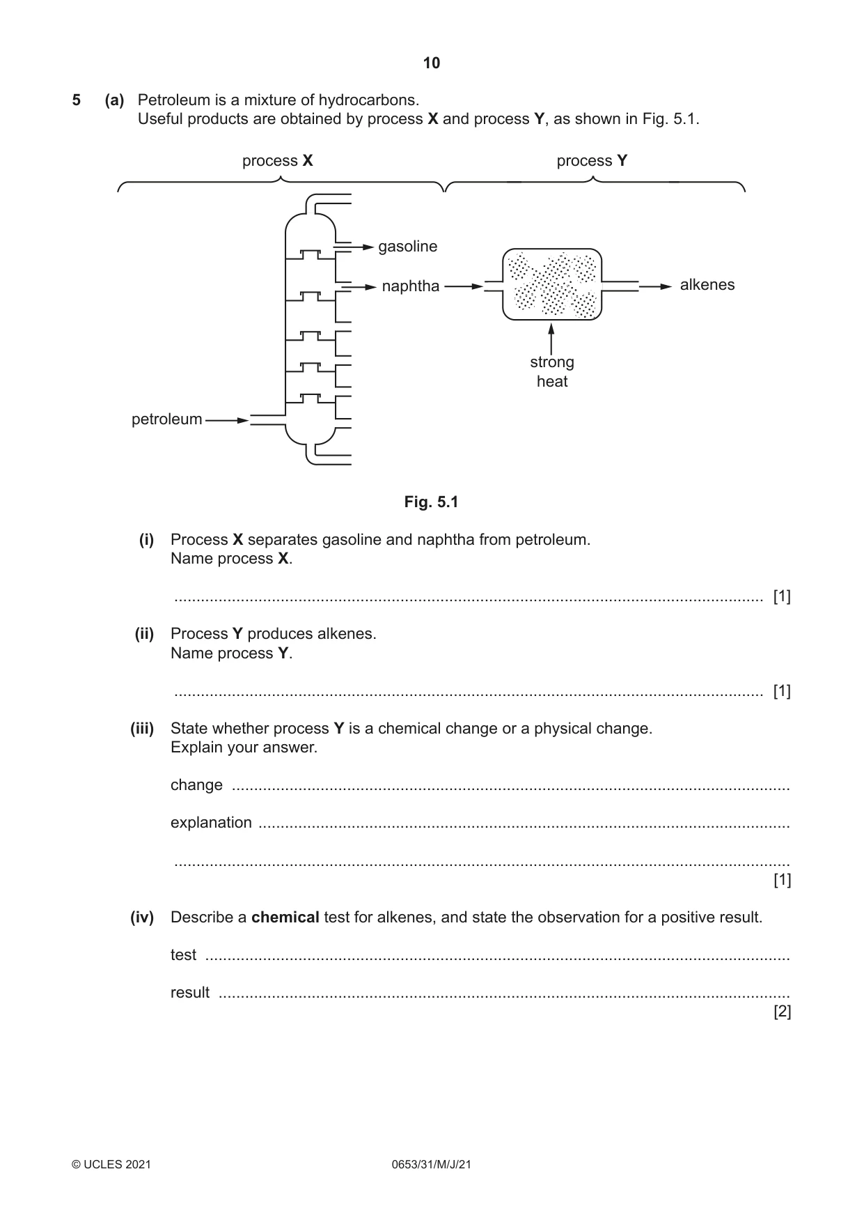 Cambridge IGCSE Science - Combined 0653 2021 May/June Paper 3 · Variant 1 question paper, page 10 of 20