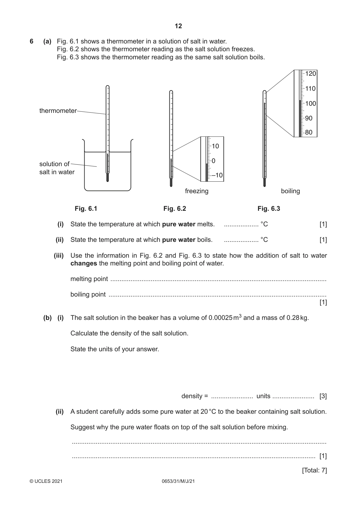 Cambridge IGCSE Science - Combined 0653 2021 May/June Paper 3 · Variant 1 question paper, page 12 of 20