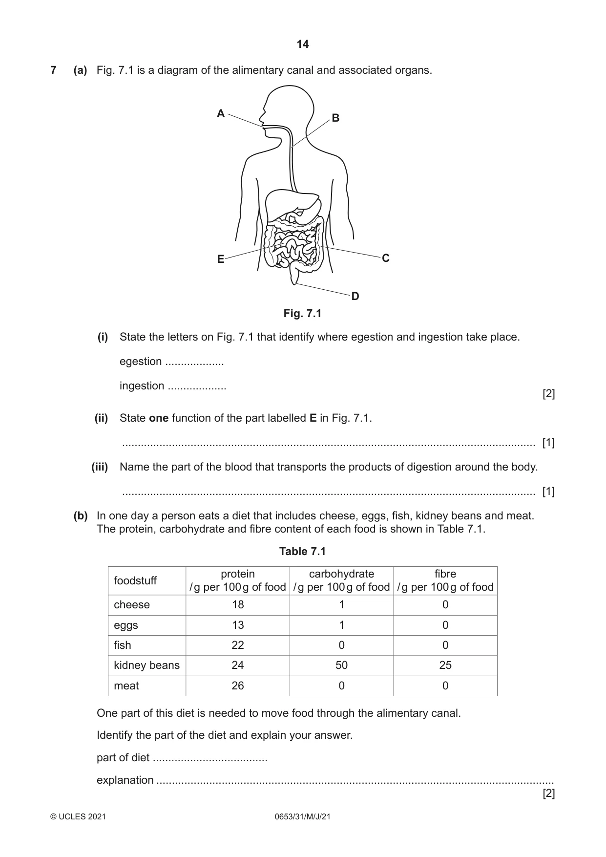 Cambridge IGCSE Science - Combined 0653 2021 May/June Paper 3 · Variant 1 question paper, page 14 of 20
