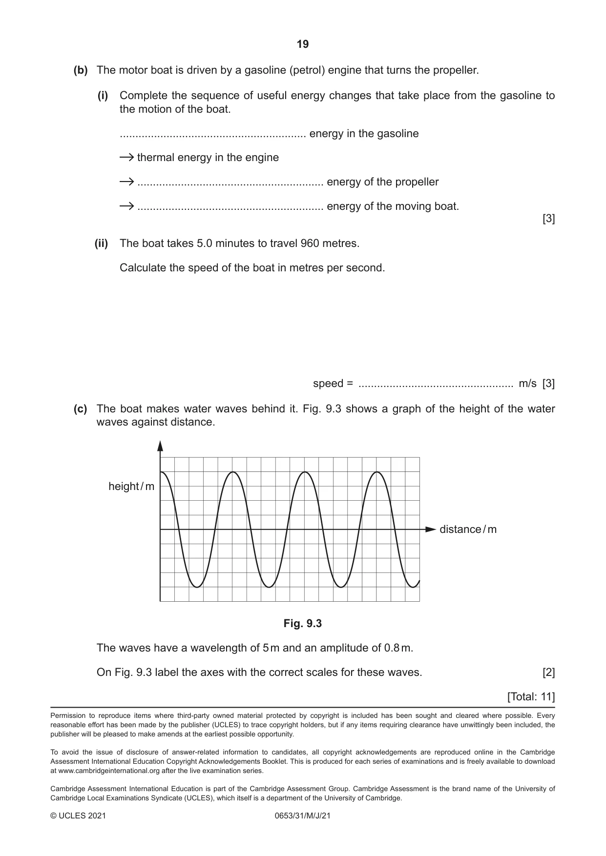 Cambridge IGCSE Science - Combined 0653 2021 May/June Paper 3 · Variant 1 question paper, page 19 of 20