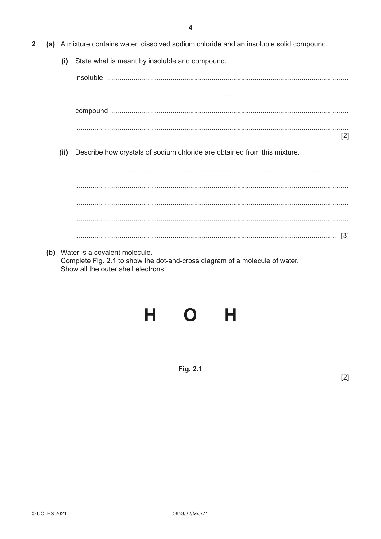 Cambridge IGCSE Science - Combined 0653 2021 May/June Paper 3 · Variant 2 question paper, page 4 of 24