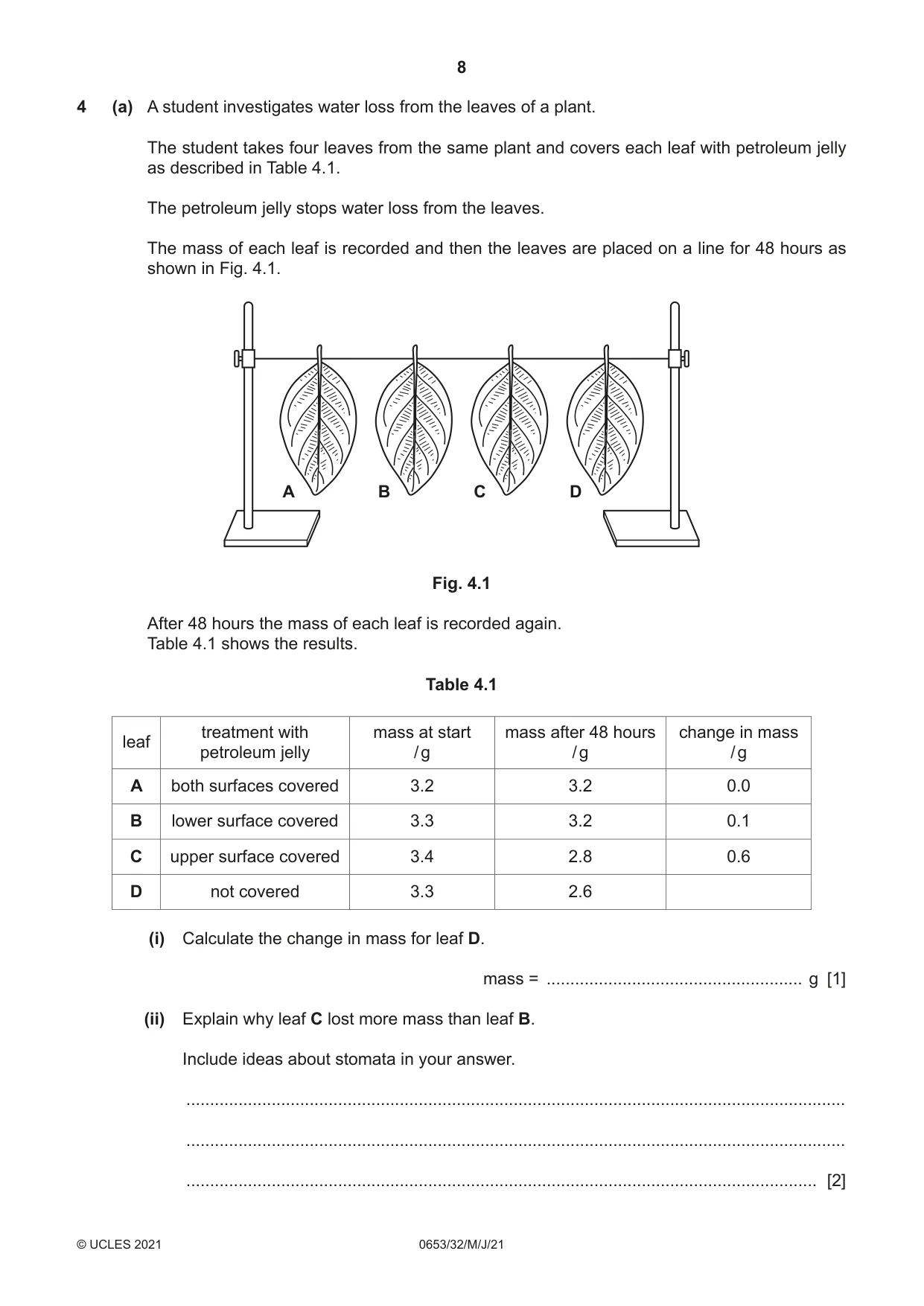 Cambridge IGCSE Science - Combined 0653 2021 May/June Paper 3 · Variant 2 question paper, page 8 of 24