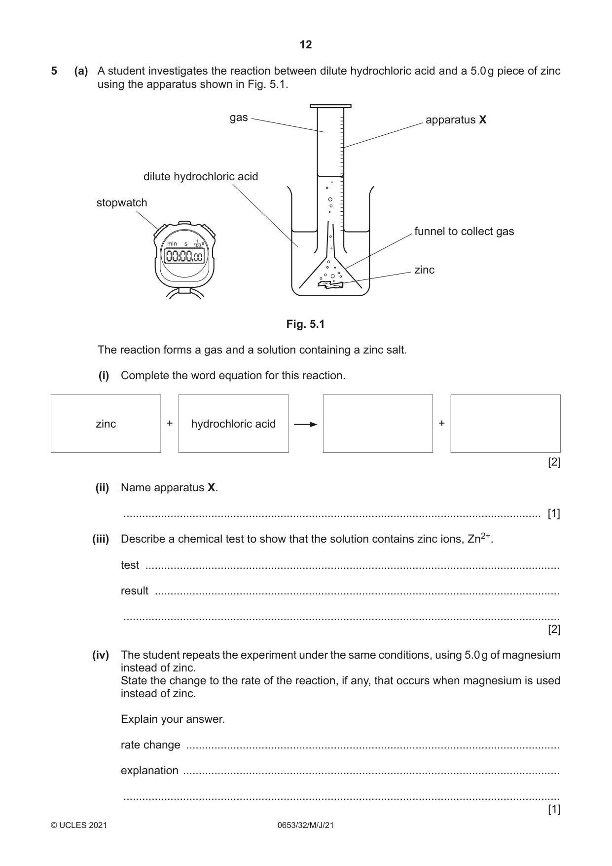 Cambridge IGCSE Science - Combined 0653 2021 May/June Paper 3 · Variant 2 question paper, page 12 of 24