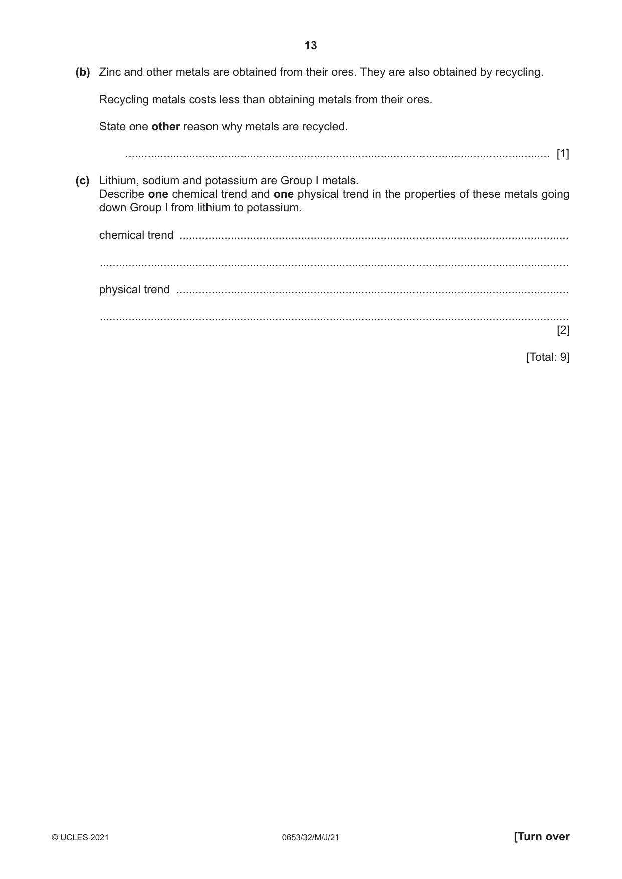 Cambridge IGCSE Science - Combined 0653 2021 May/June Paper 3 · Variant 2 question paper, page 13 of 24