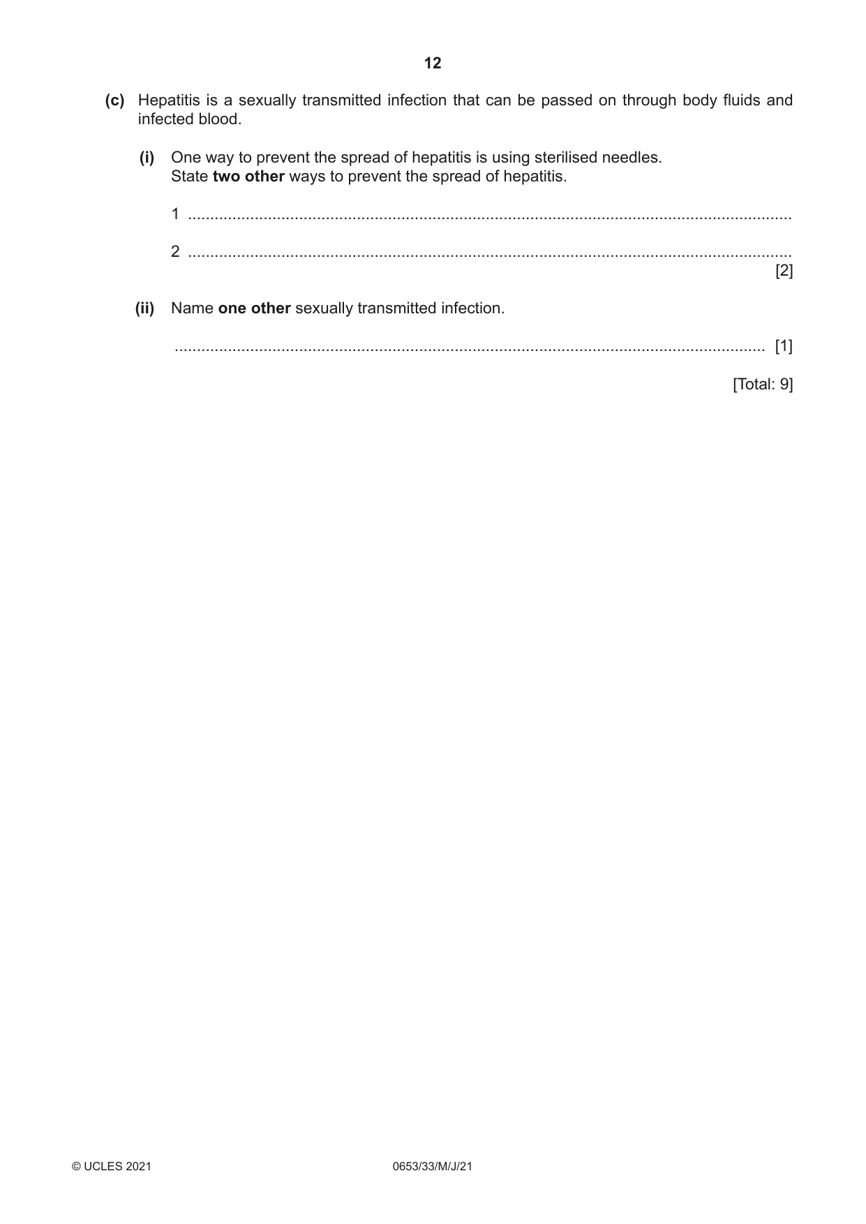 Cambridge IGCSE Science - Combined 0653 2021 May/June Paper 3 · Variant 3 question paper, page 12 of 24