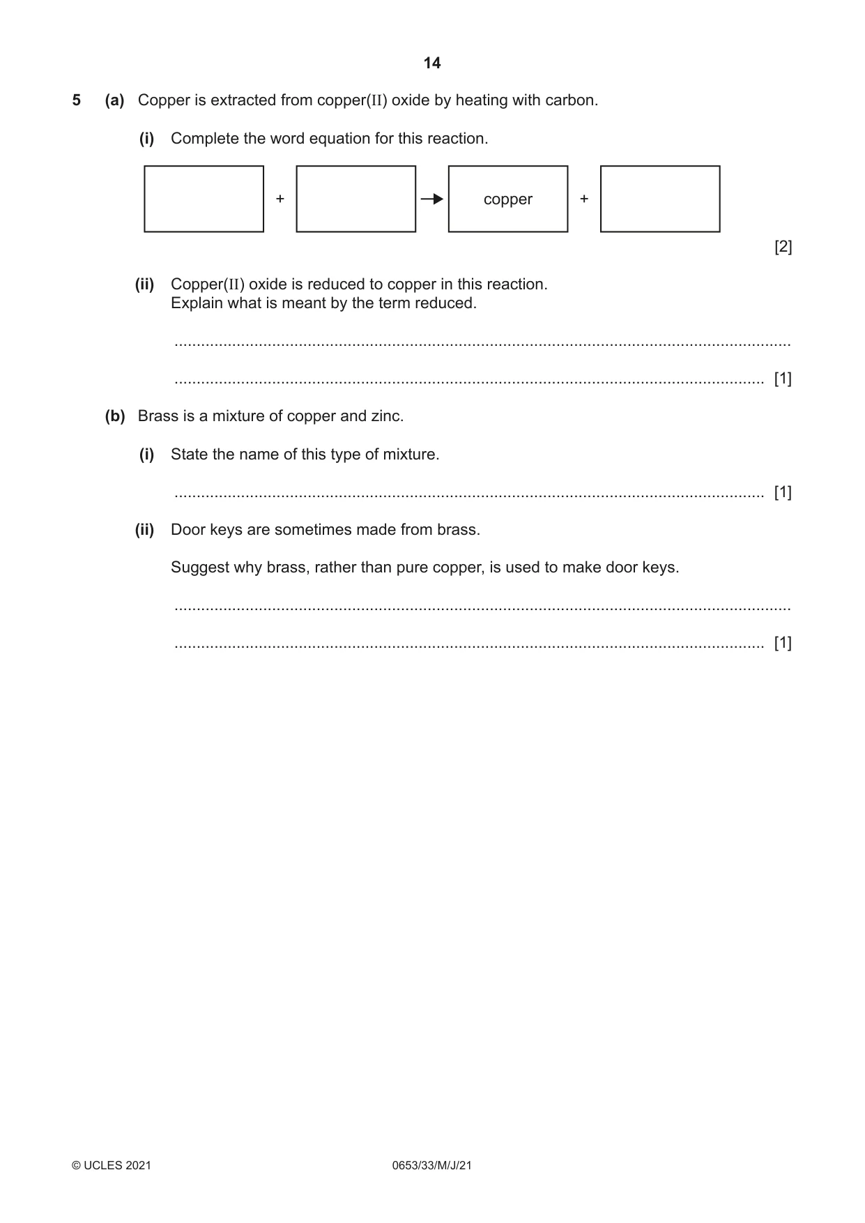 Cambridge IGCSE Science - Combined 0653 2021 May/June Paper 3 · Variant 3 question paper, page 14 of 24