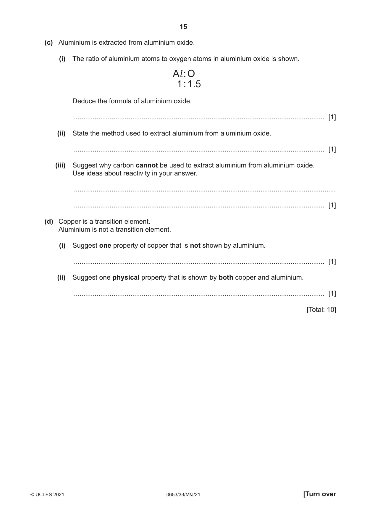 Cambridge IGCSE Science - Combined 0653 2021 May/June Paper 3 · Variant 3 question paper, page 15 of 24