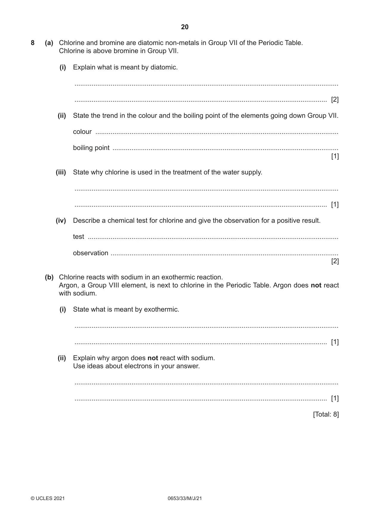 Cambridge IGCSE Science - Combined 0653 2021 May/June Paper 3 · Variant 3 question paper, page 20 of 24