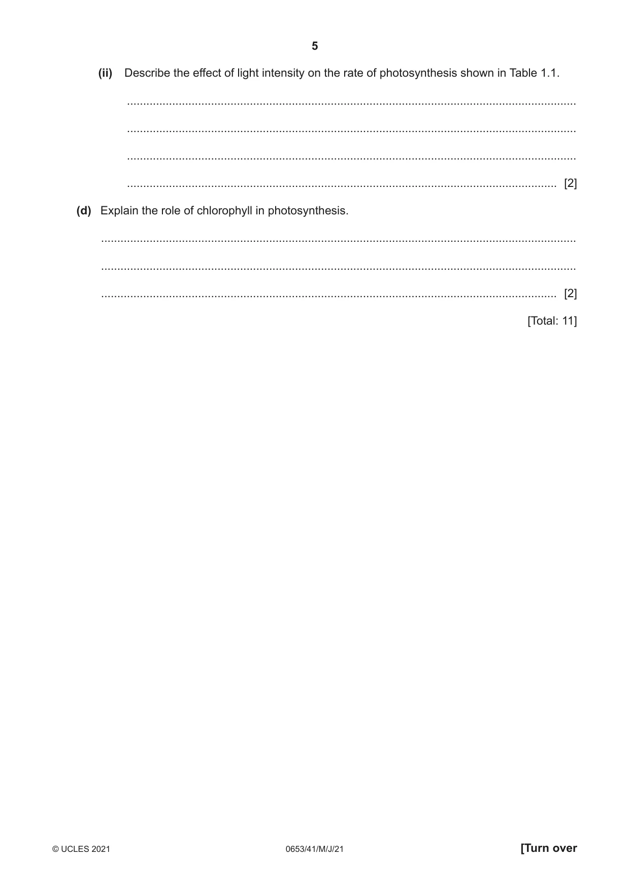Cambridge IGCSE Science - Combined 0653 2021 May/June Paper 4 · Variant 1 question paper, page 5 of 24