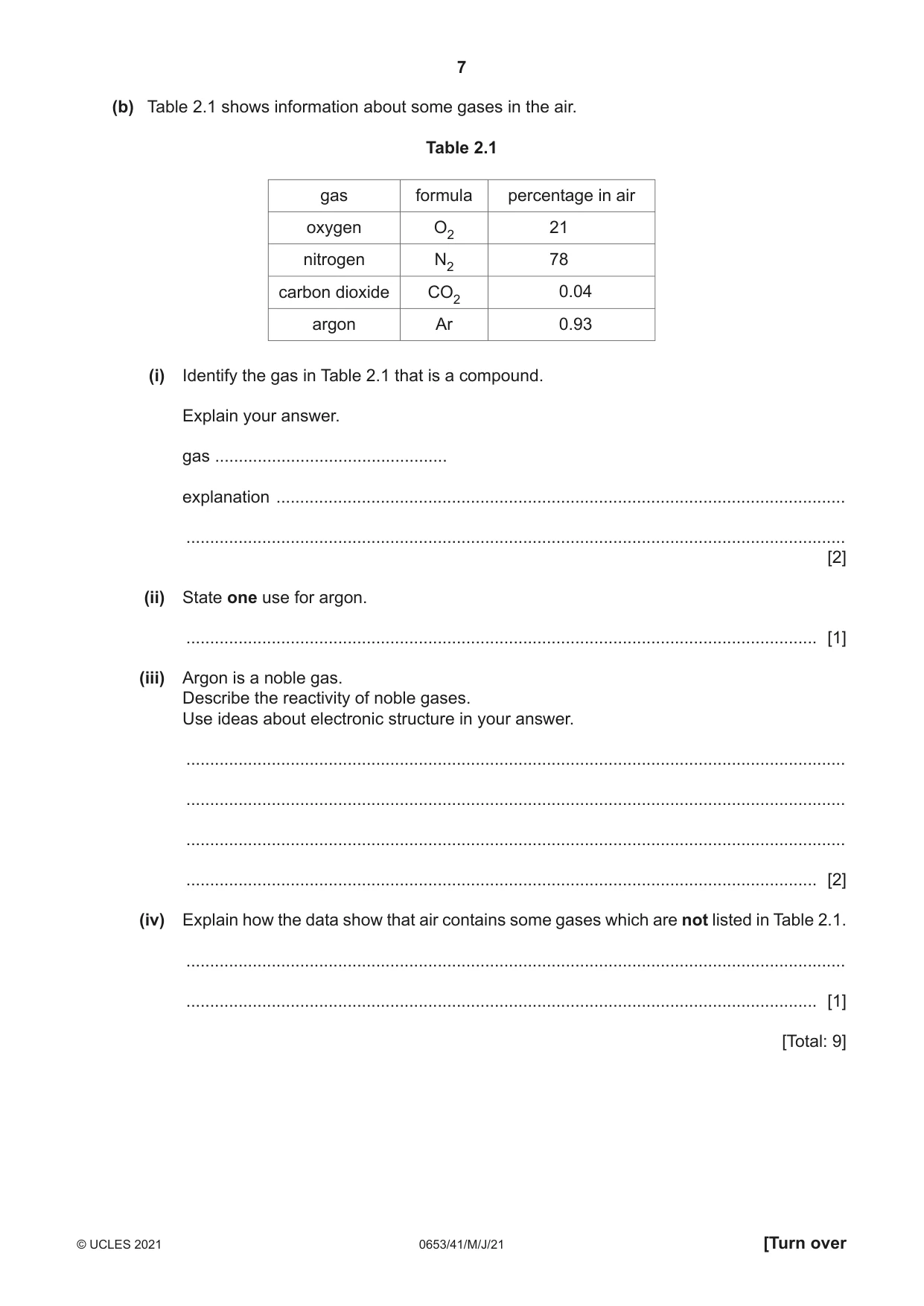 Cambridge IGCSE Science - Combined 0653 2021 May/June Paper 4 · Variant 1 question paper, page 7 of 24