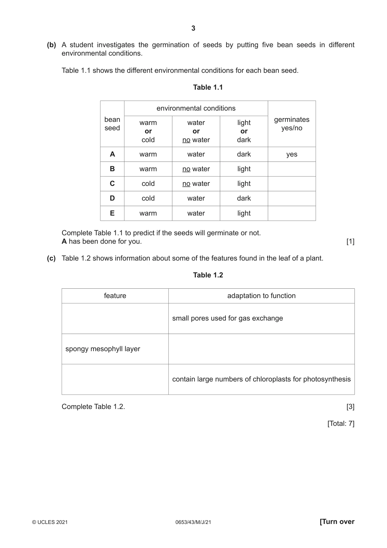 Cambridge IGCSE Science - Combined 0653 2021 May/June Paper 4 · Variant 3 question paper, page 3 of 20