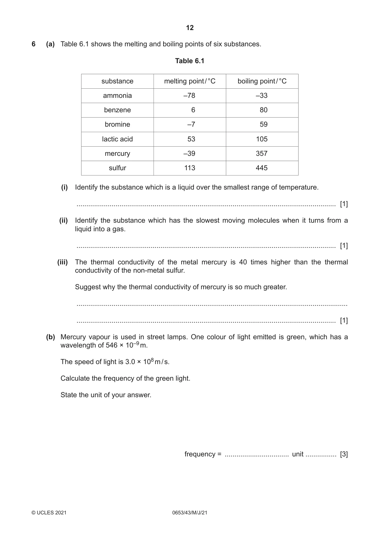 Cambridge IGCSE Science - Combined 0653 2021 May/June Paper 4 · Variant 3 question paper, page 12 of 20