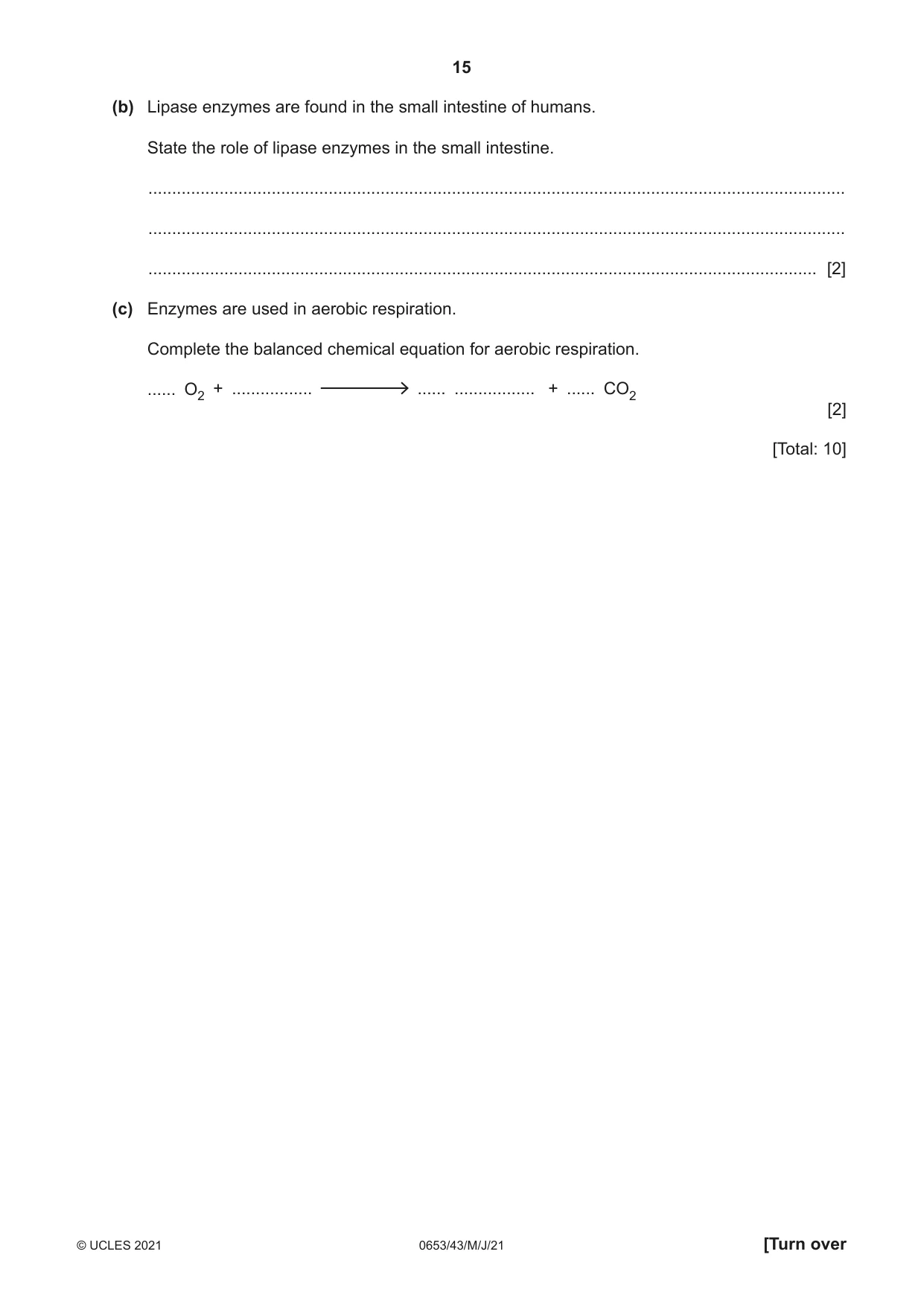 Cambridge IGCSE Science - Combined 0653 2021 May/June Paper 4 · Variant 3 question paper, page 15 of 20