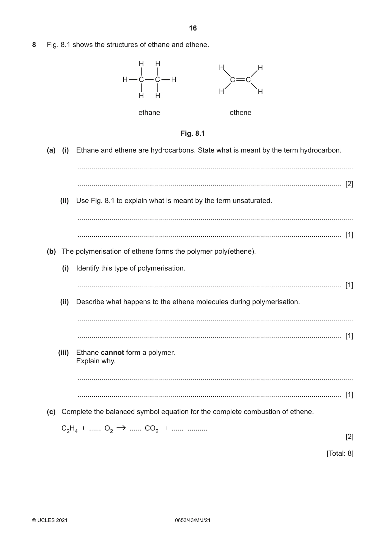 Cambridge IGCSE Science - Combined 0653 2021 May/June Paper 4 · Variant 3 question paper, page 16 of 20