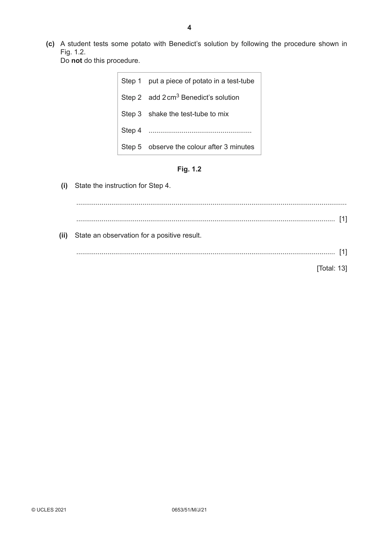 Cambridge IGCSE Science - Combined 0653 2021 May/June Paper 5 · Variant 1 question paper, page 4 of 16