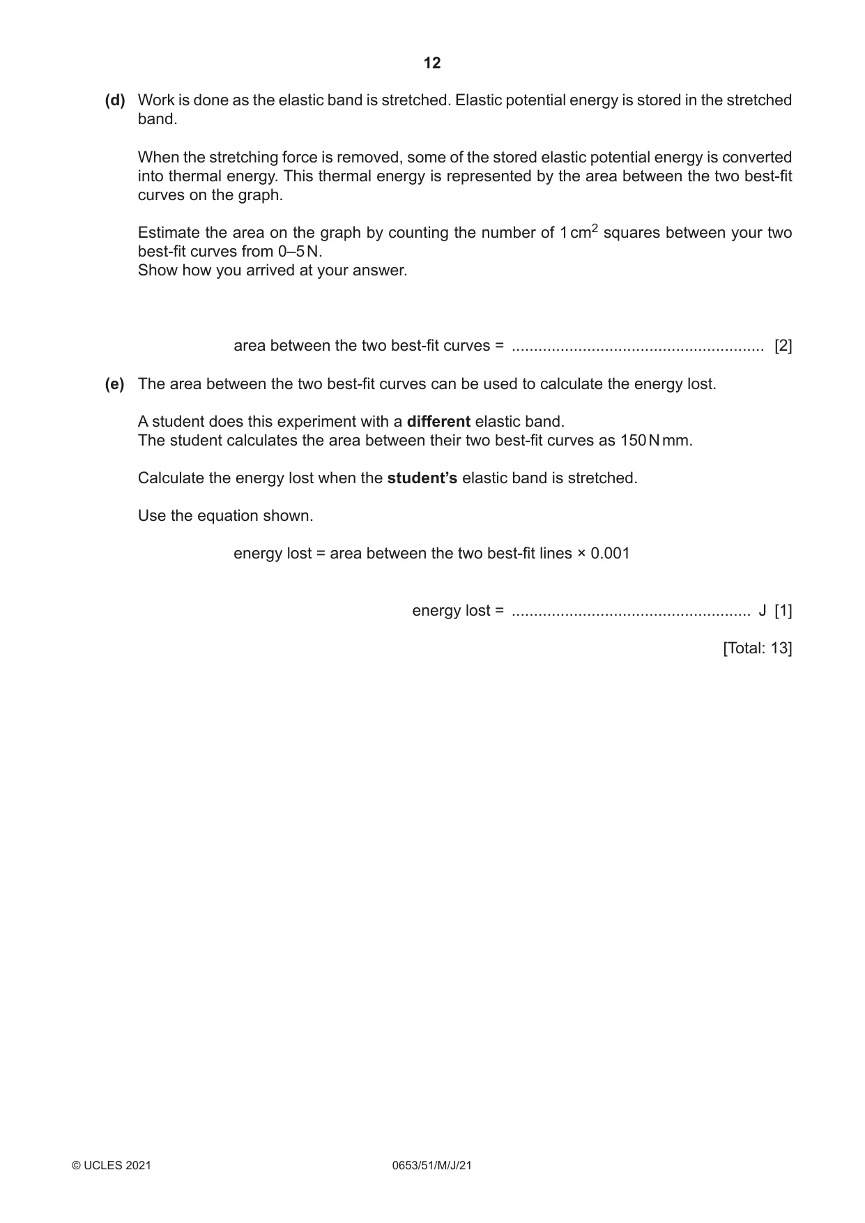 Cambridge IGCSE Science - Combined 0653 2021 May/June Paper 5 · Variant 1 question paper, page 12 of 16