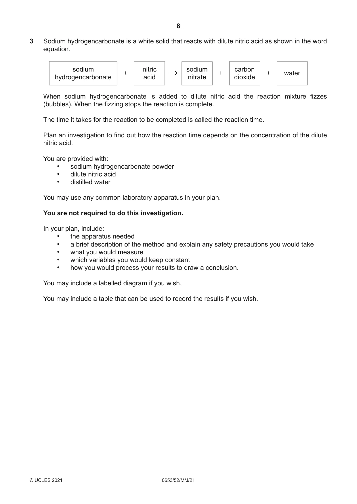 Cambridge IGCSE Science - Combined 0653 2021 May/June Paper 5 · Variant 2 question paper, page 8 of 16