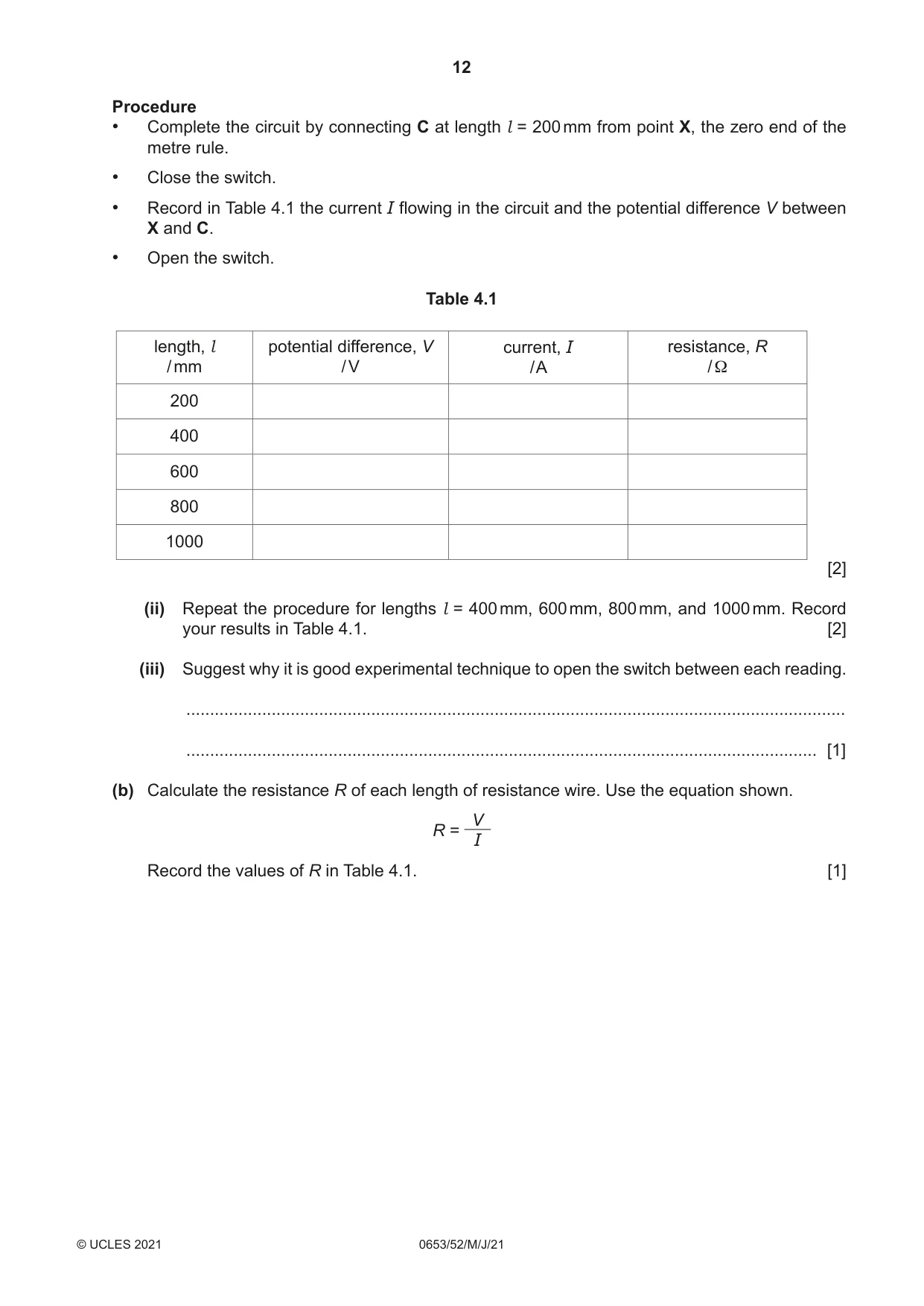 Cambridge IGCSE Science - Combined 0653 2021 May/June Paper 5 · Variant 2 question paper, page 12 of 16