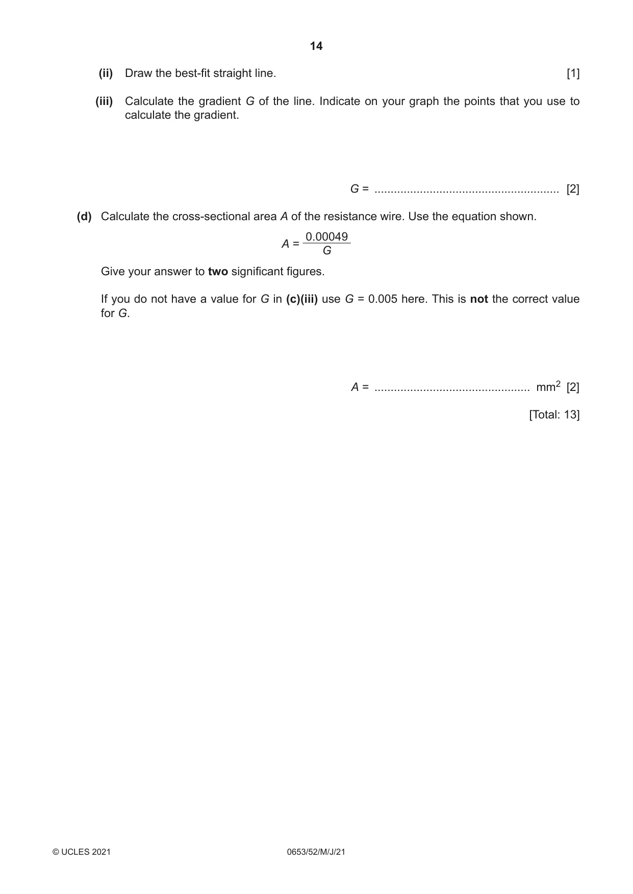 Cambridge IGCSE Science - Combined 0653 2021 May/June Paper 5 · Variant 2 question paper, page 14 of 16