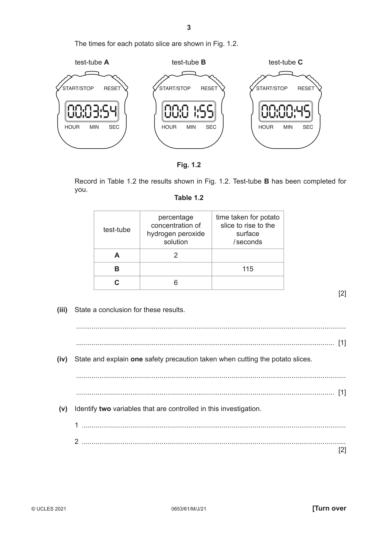 Cambridge IGCSE Science - Combined 0653 2021 May/June Paper 6 · Variant 1 question paper, page 3 of 16