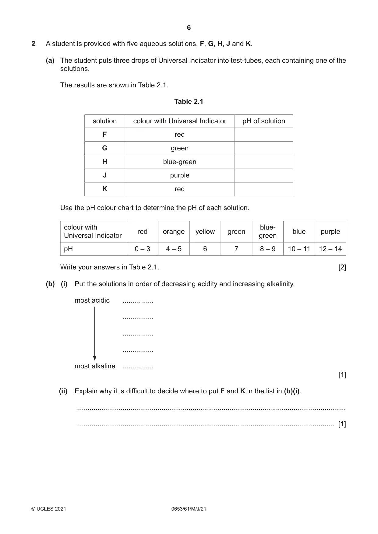 Cambridge IGCSE Science - Combined 0653 2021 May/June Paper 6 · Variant 1 question paper, page 6 of 16