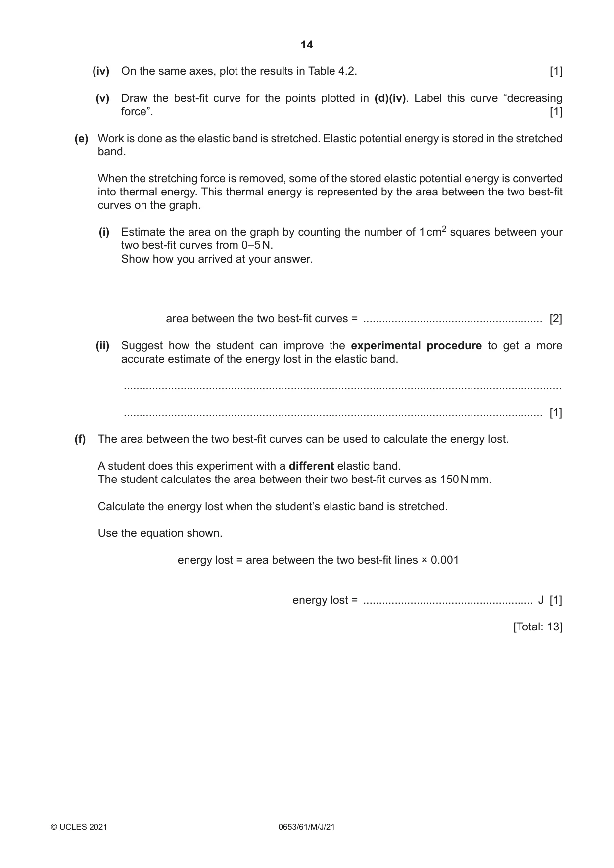 Cambridge IGCSE Science - Combined 0653 2021 May/June Paper 6 · Variant 1 question paper, page 14 of 16
