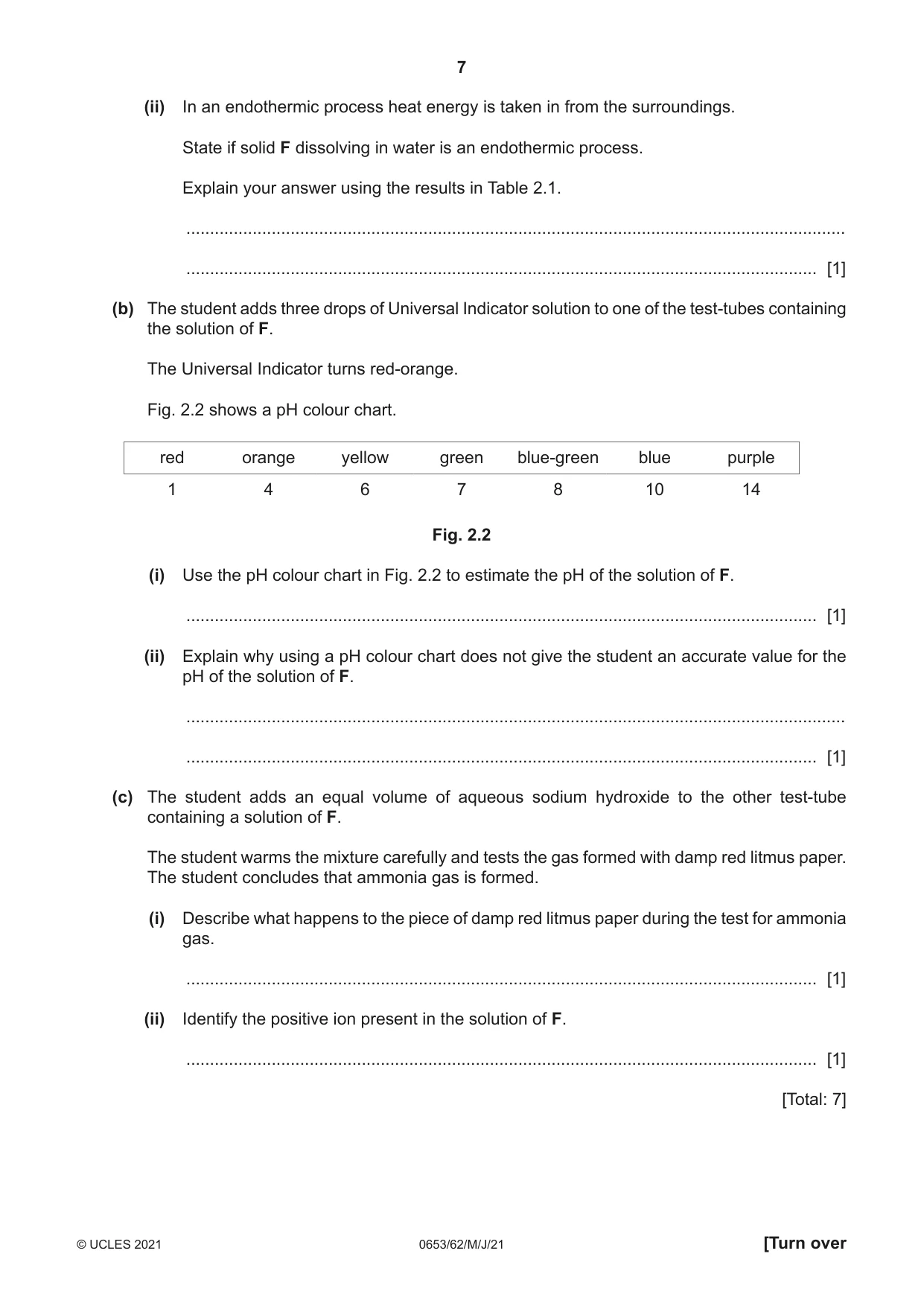 Cambridge IGCSE Science - Combined 0653 2021 May/June Paper 6 · Variant 2 question paper, page 7 of 16