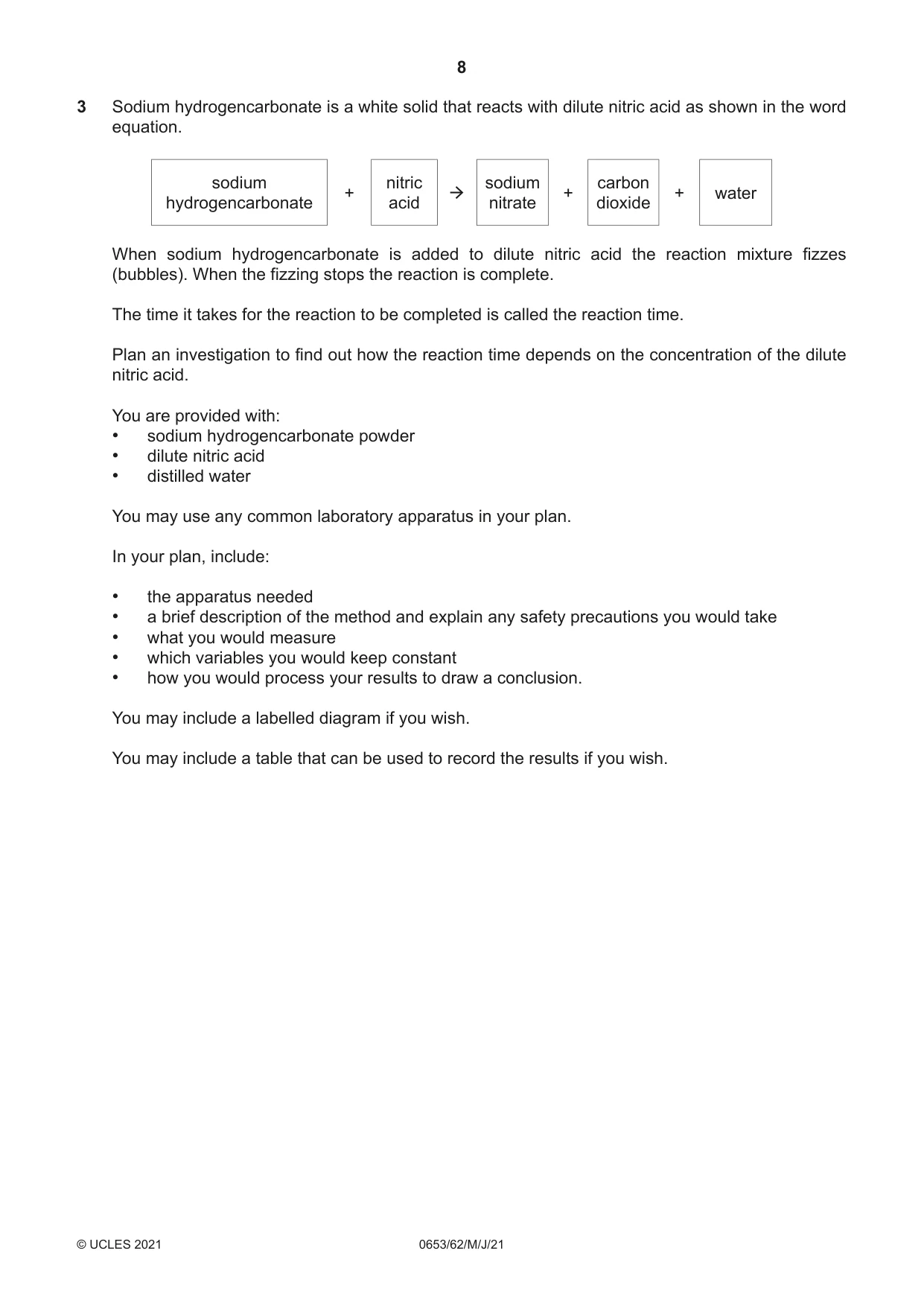 Cambridge IGCSE Science - Combined 0653 2021 May/June Paper 6 · Variant 2 question paper, page 8 of 16