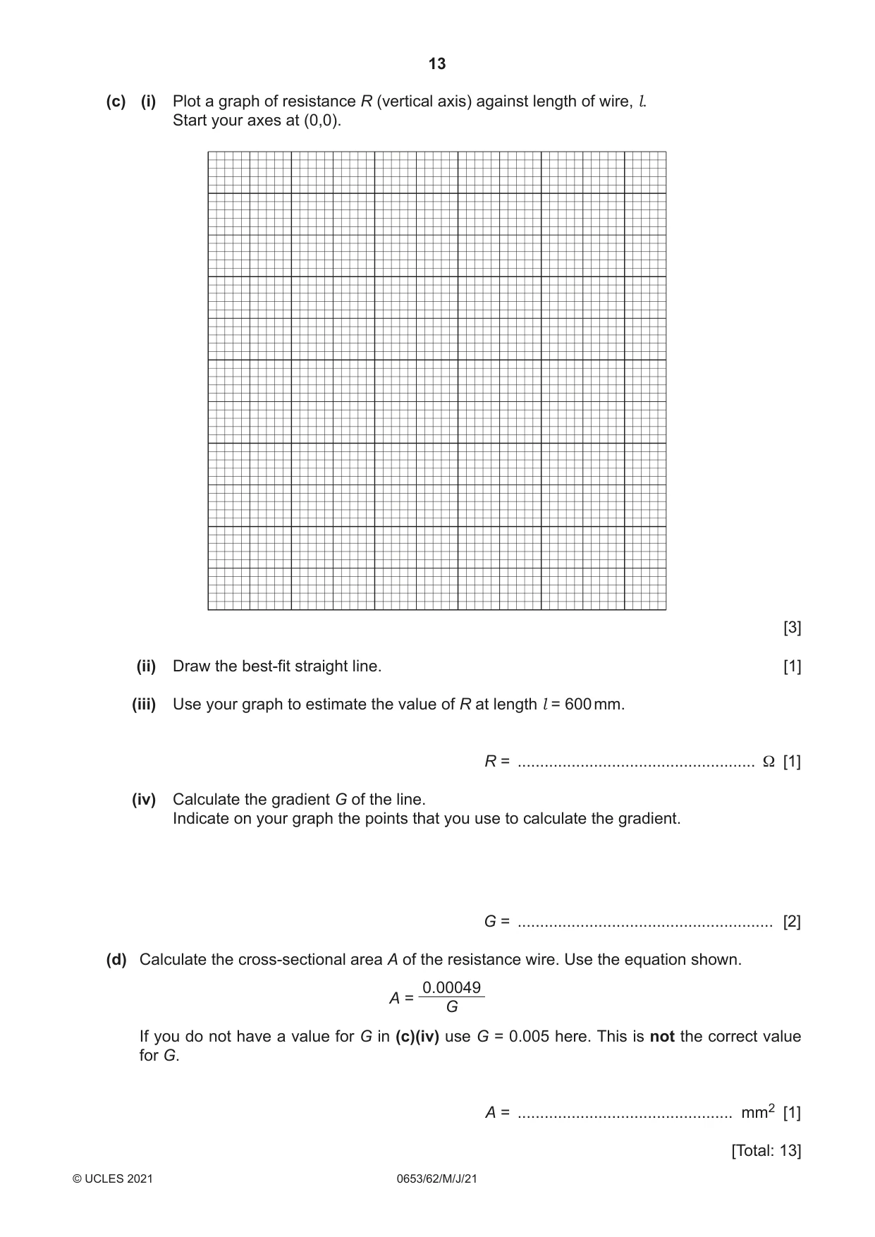 Cambridge IGCSE Science - Combined 0653 2021 May/June Paper 6 · Variant 2 question paper, page 13 of 16