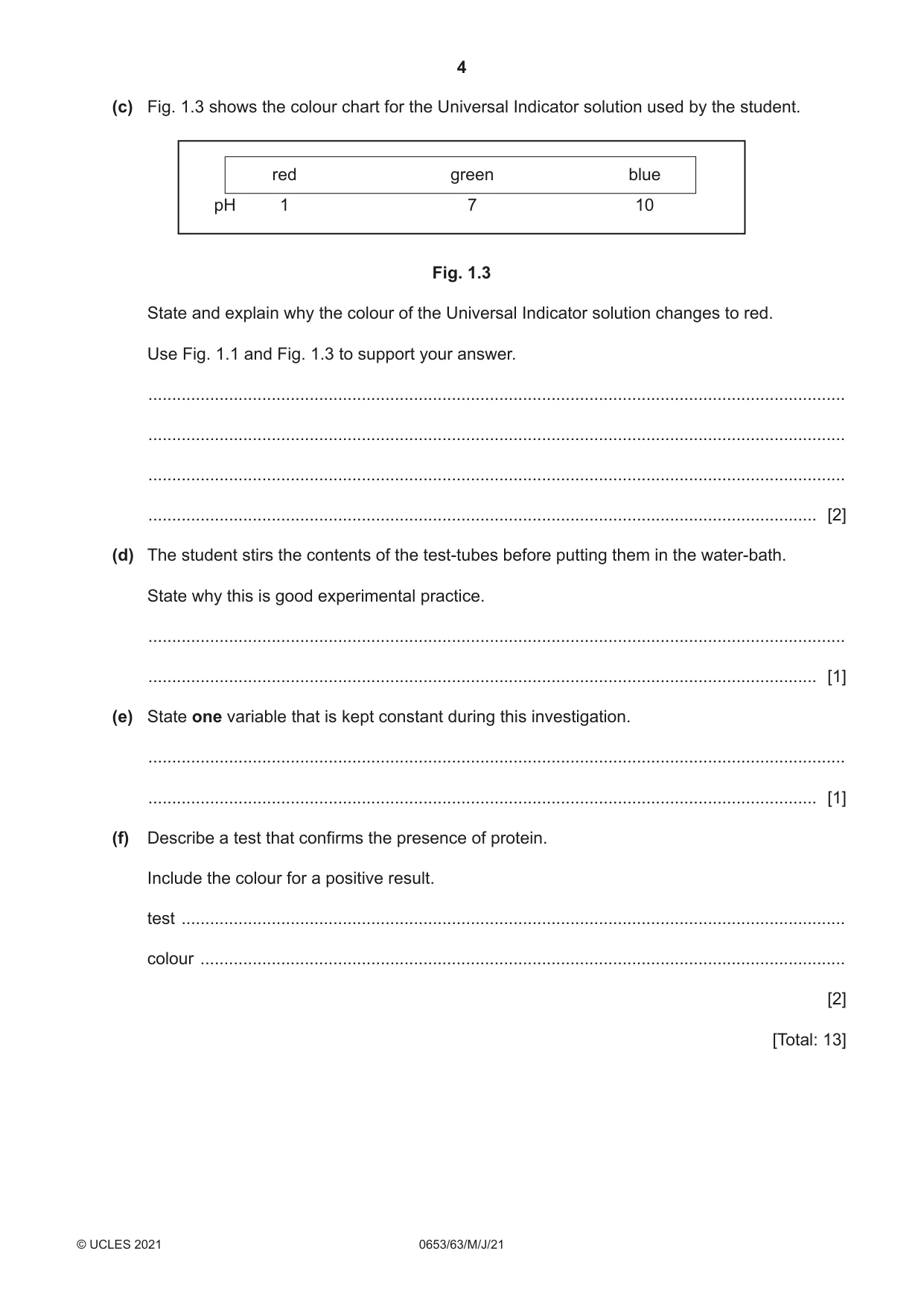 Cambridge IGCSE Science - Combined 0653 2021 May/June Paper 6 · Variant 3 question paper, page 4 of 16