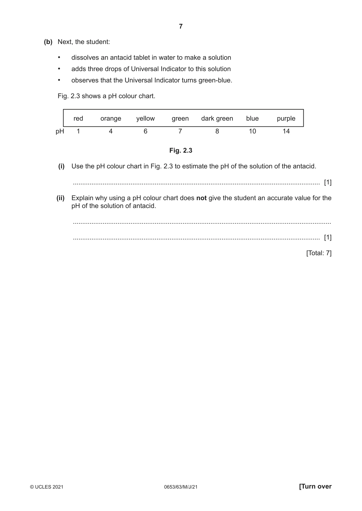 Cambridge IGCSE Science - Combined 0653 2021 May/June Paper 6 · Variant 3 question paper, page 7 of 16