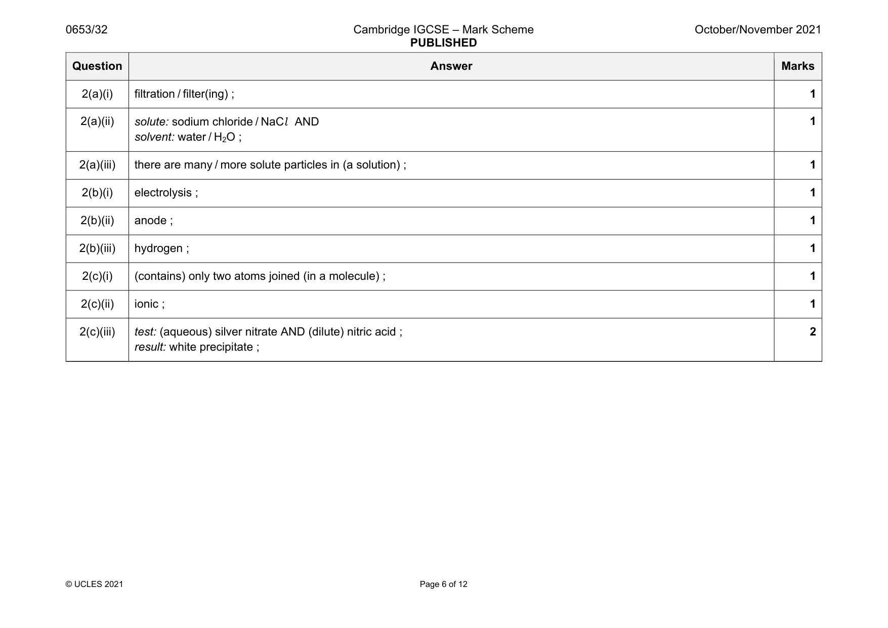 Mark scheme, page 6 of 12